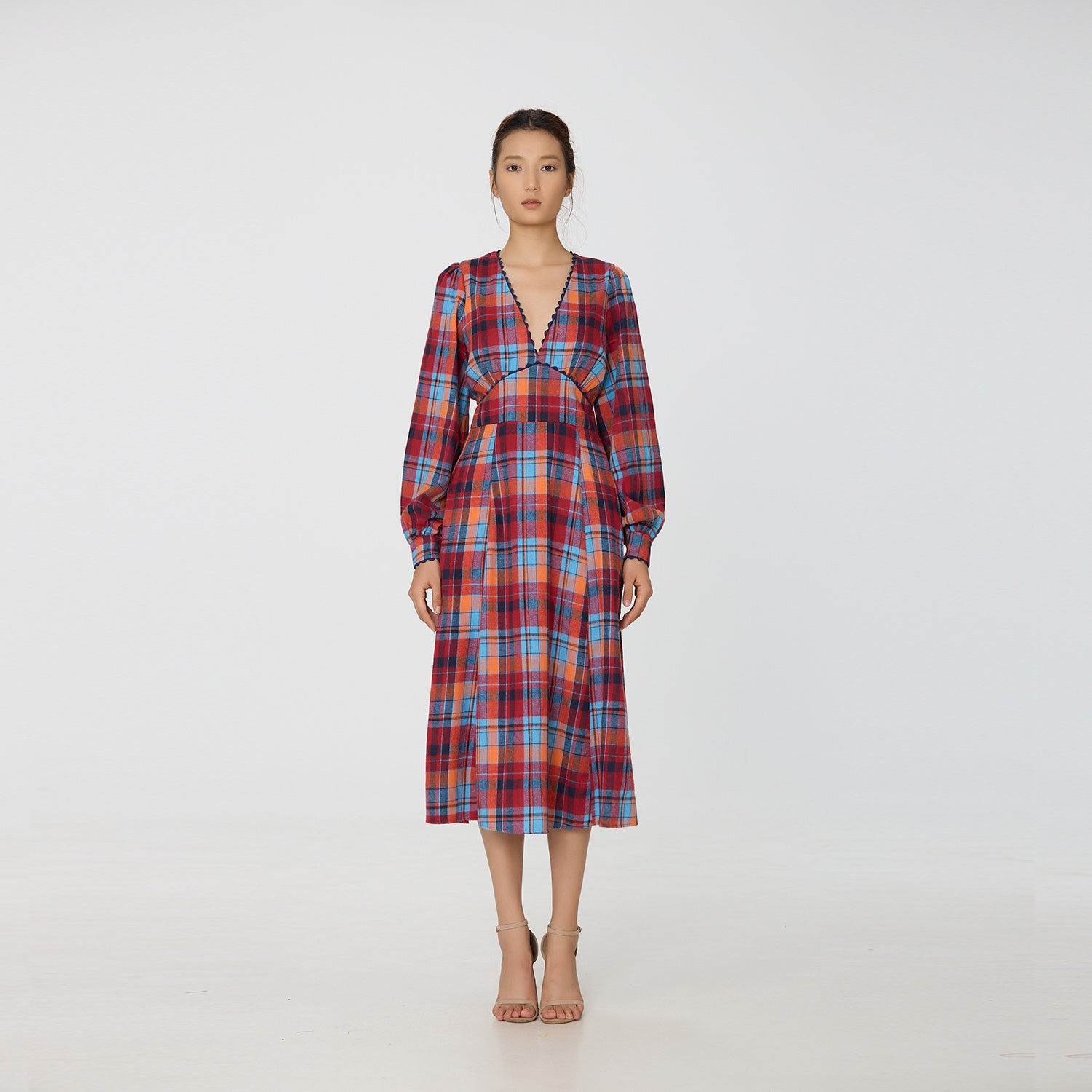 Robe ajustée et évasée à imprimé tartan