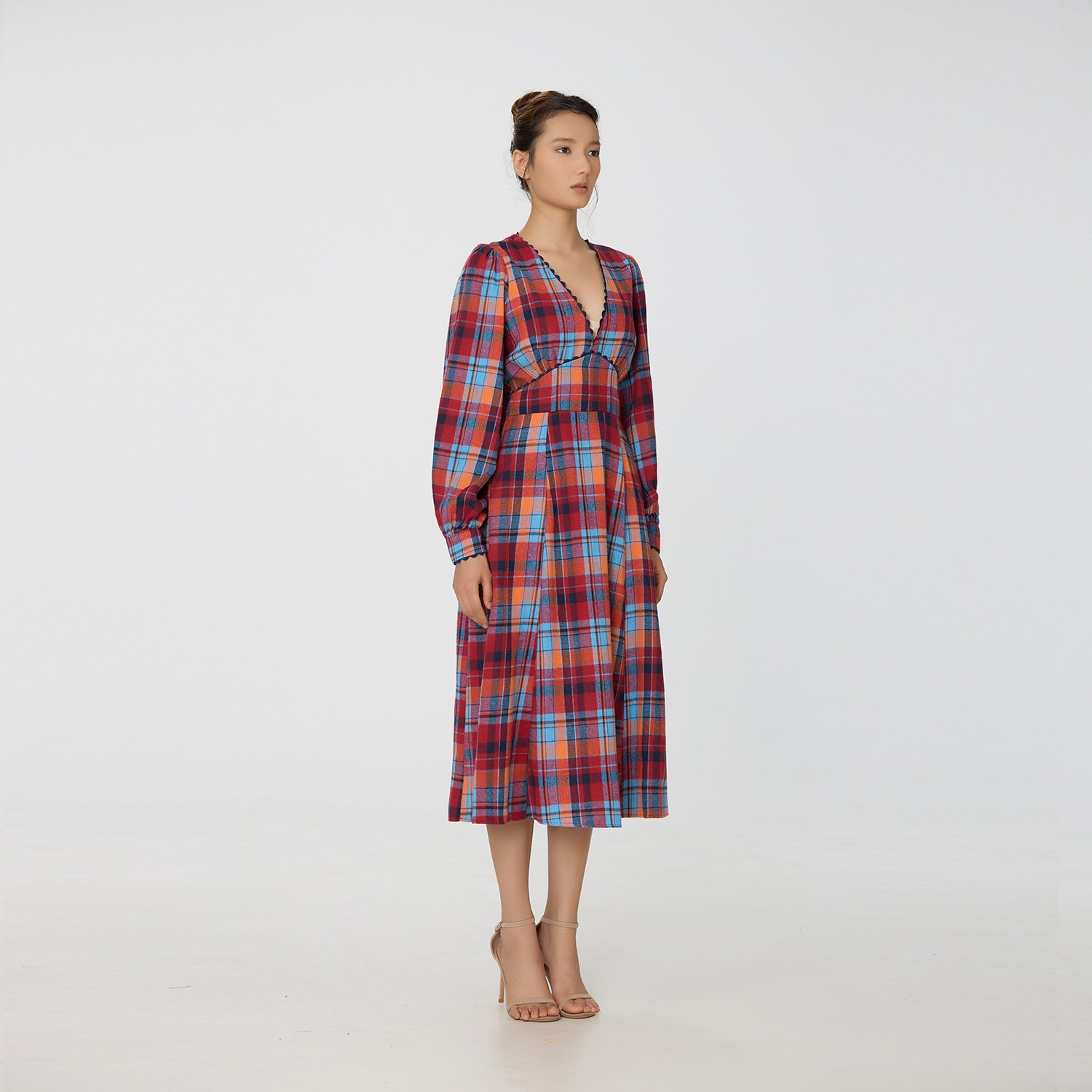 Robe ajustée et évasée à imprimé tartan