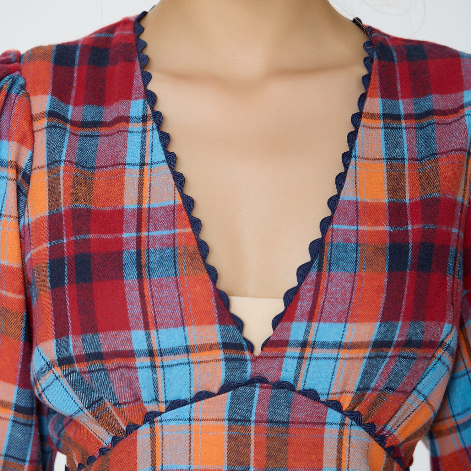 Robe ajustée et évasée à imprimé tartan