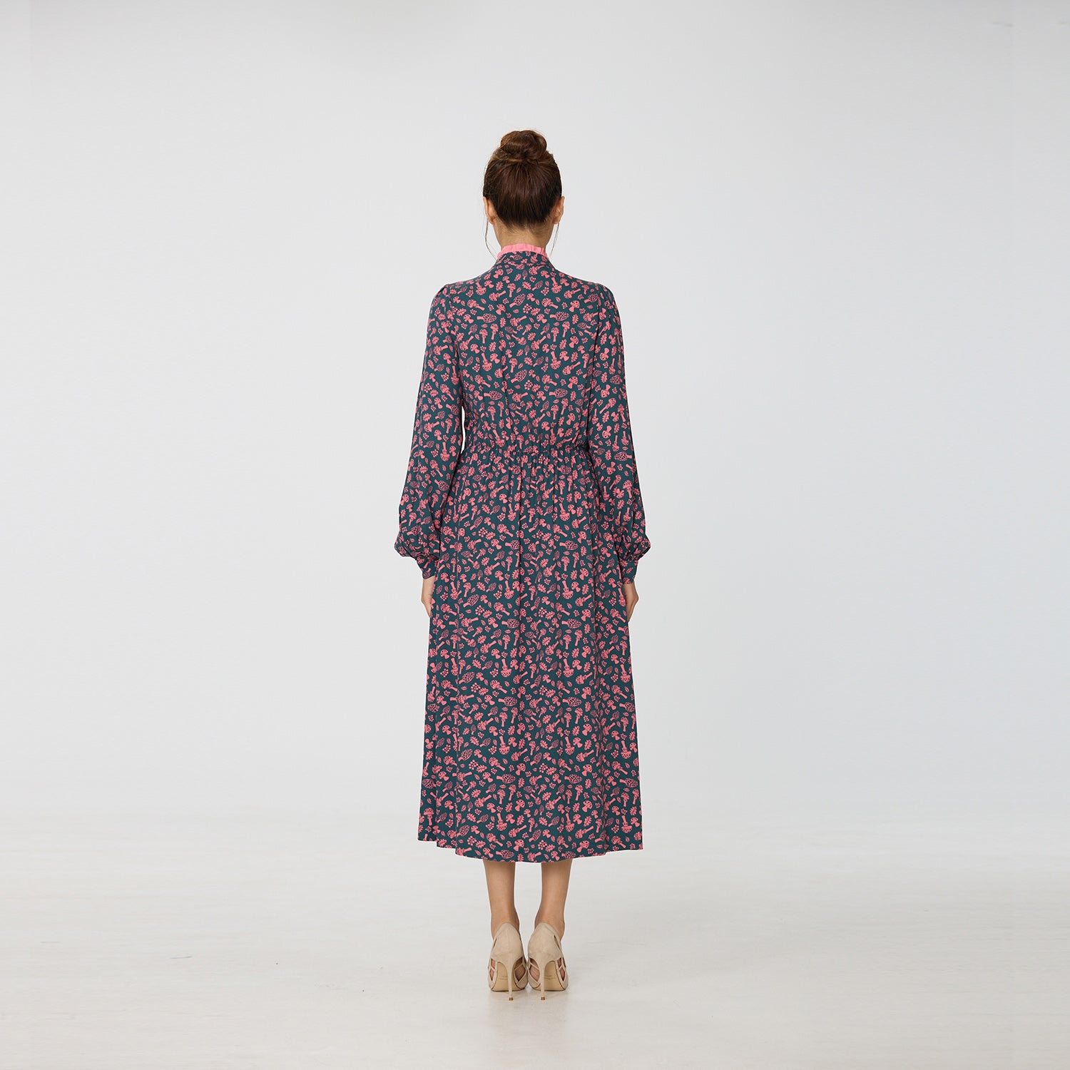 Robe chemisier à col V et imprimé Liberty