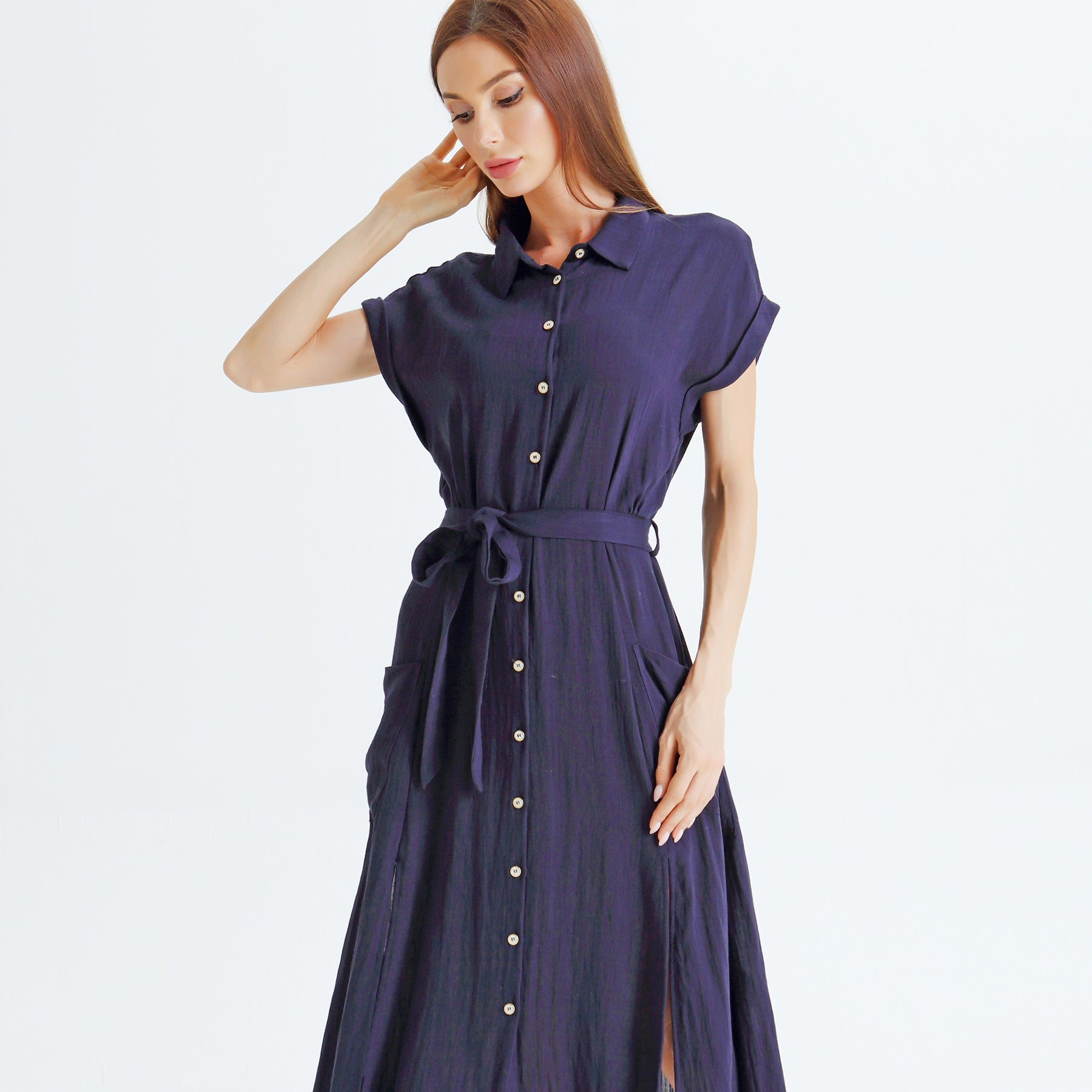 Robe chemise à fentes