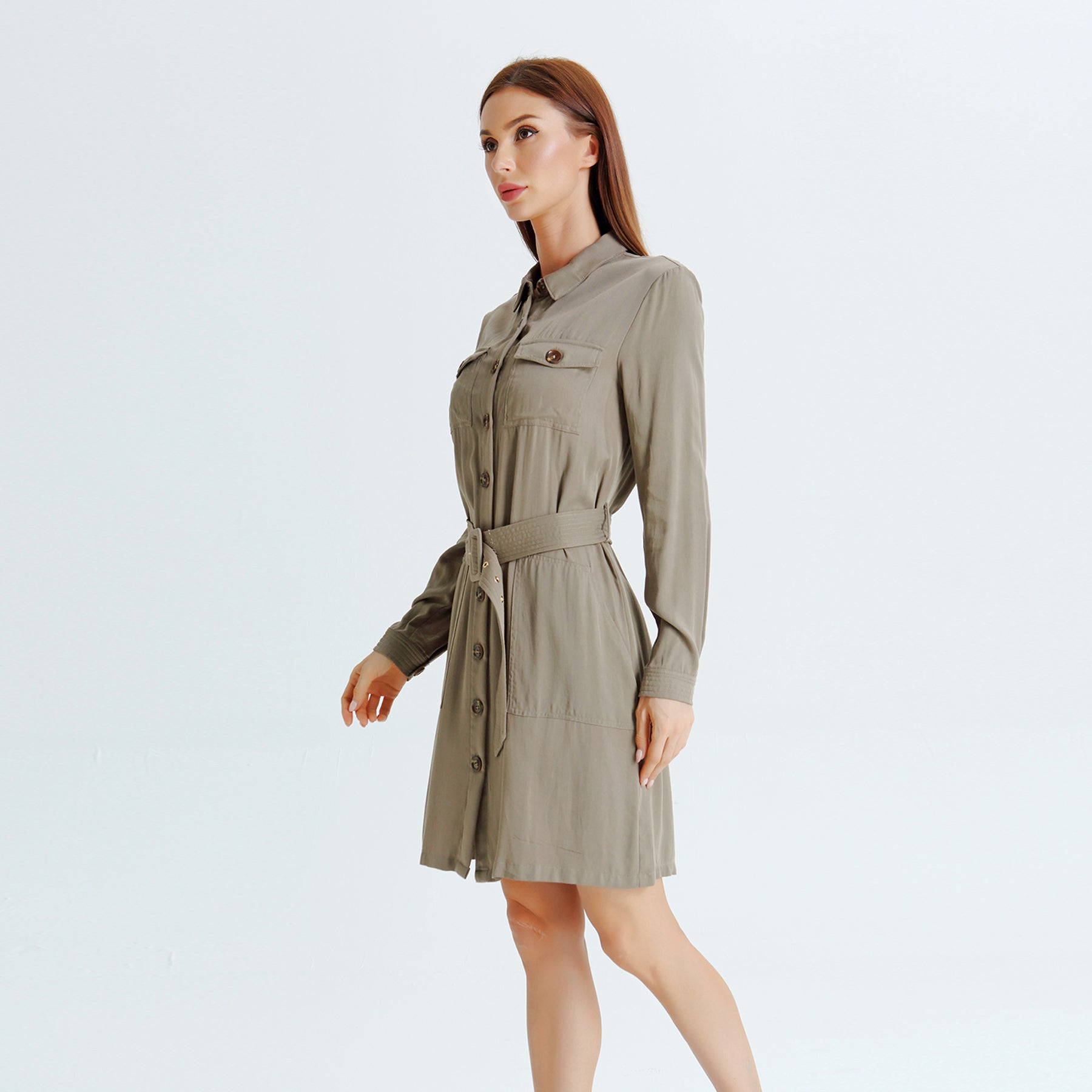 Robe chemise style saharienne