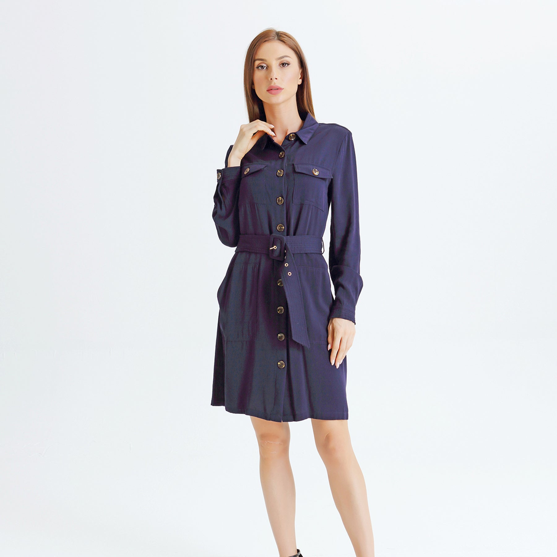 Robe chemise style saharienne
