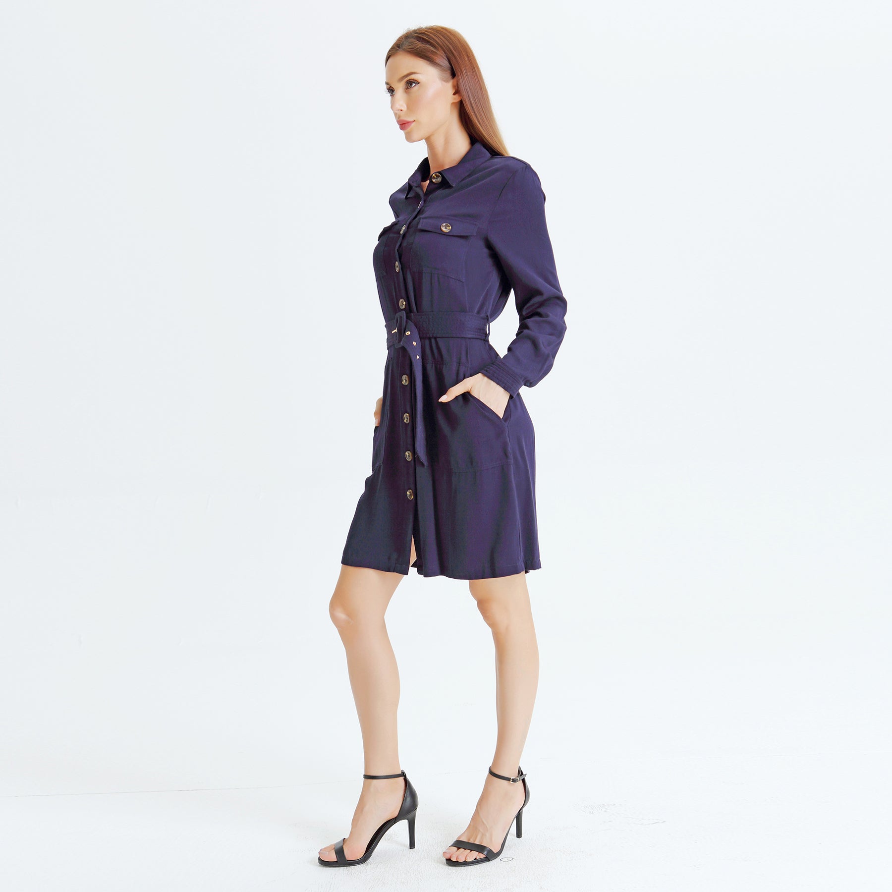 Robe chemise style saharienne