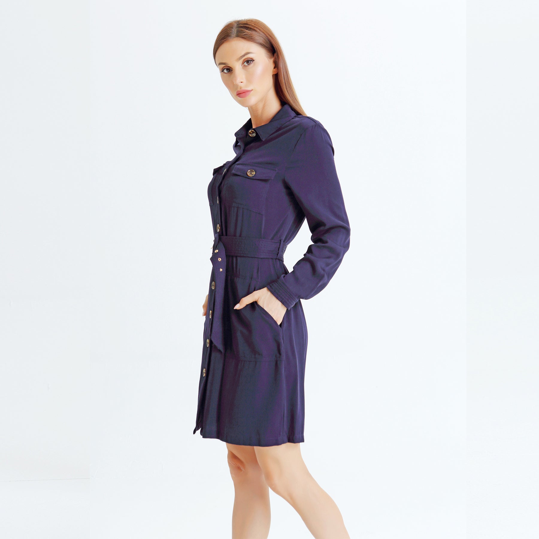 Robe chemise style saharienne