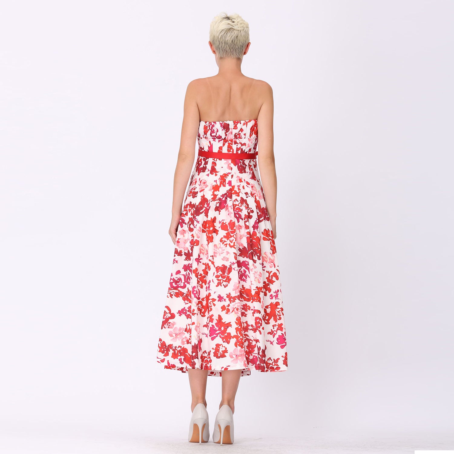 Robe bustier à imprimé floral monochrome