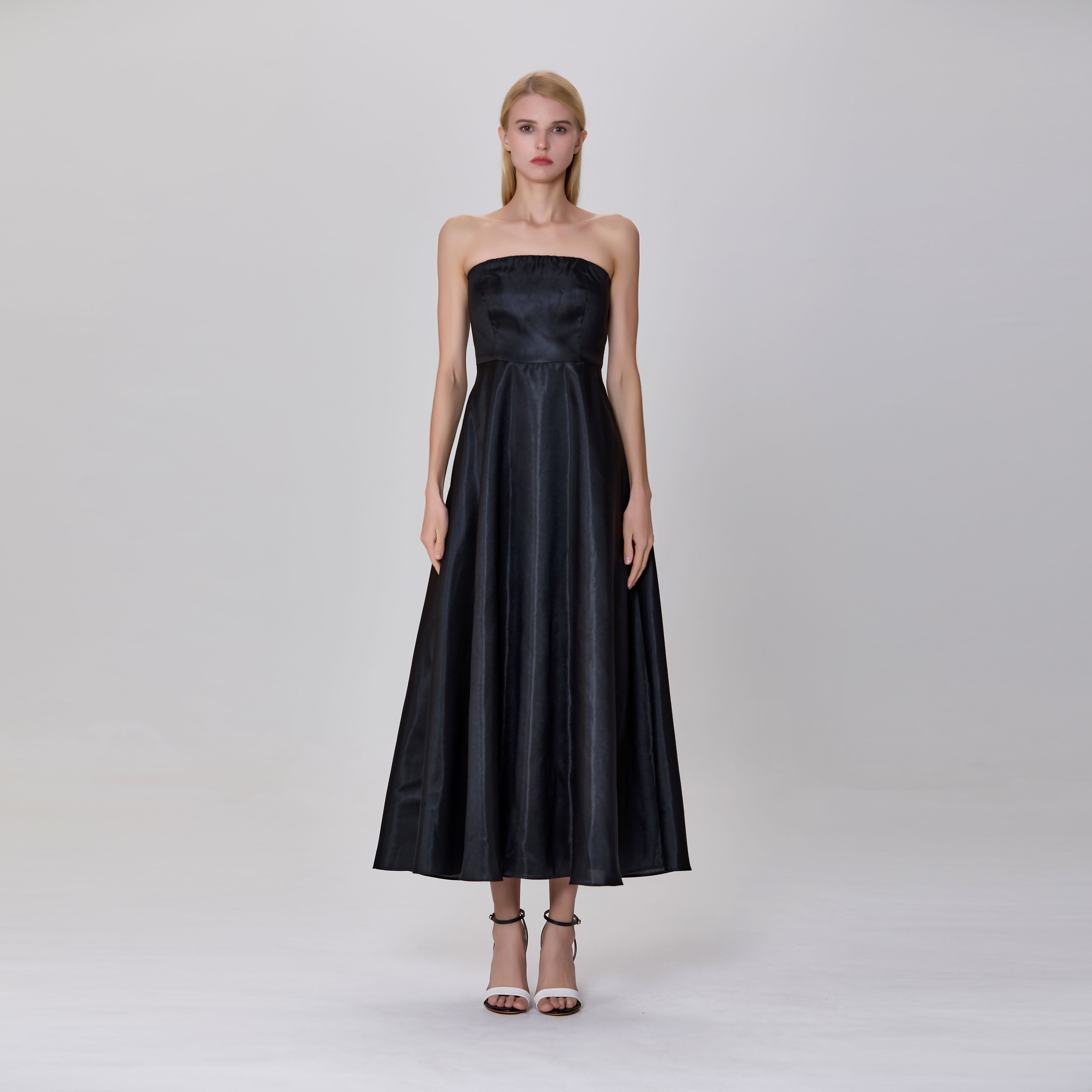 Robe longue taffetas évasée