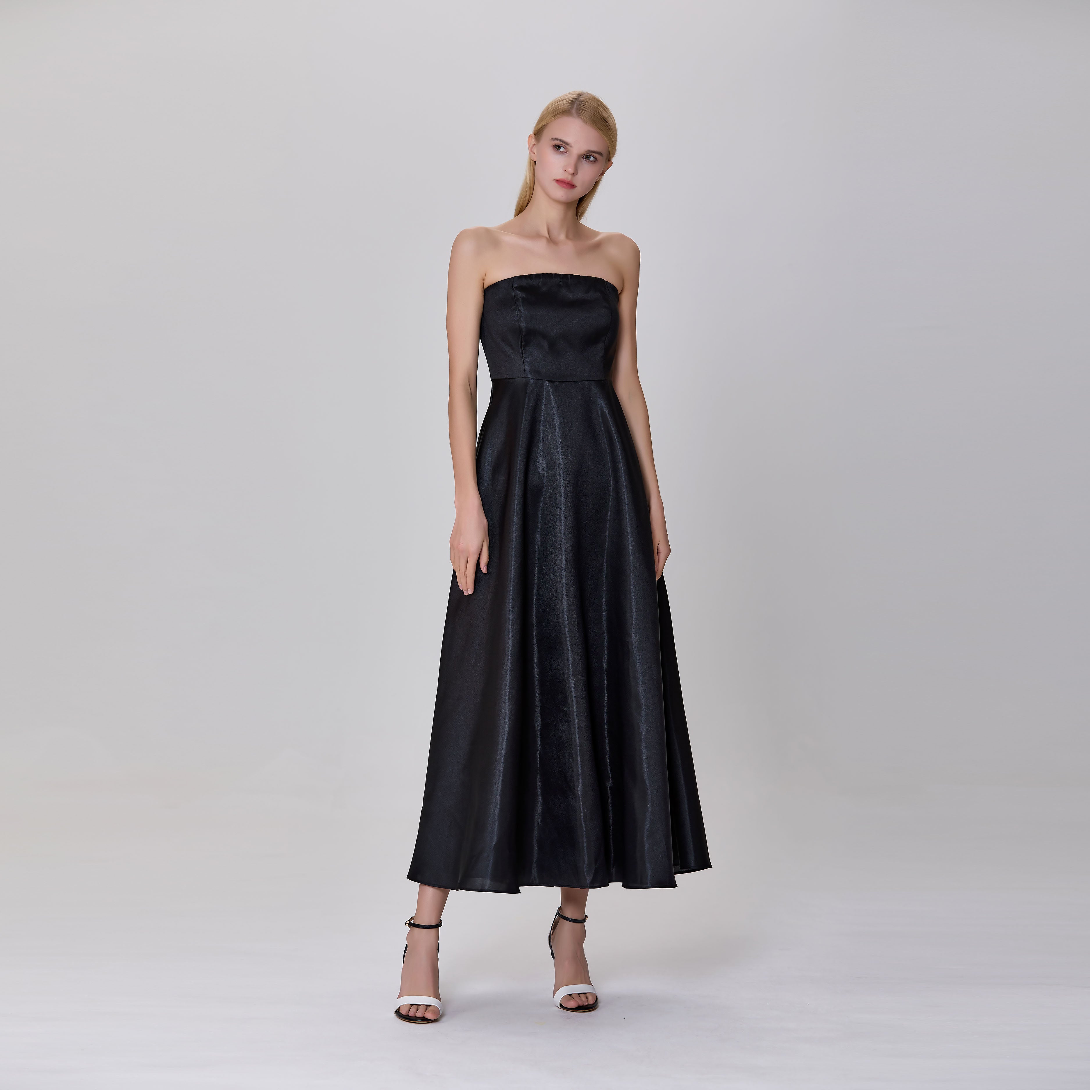 Robe longue taffetas évasée