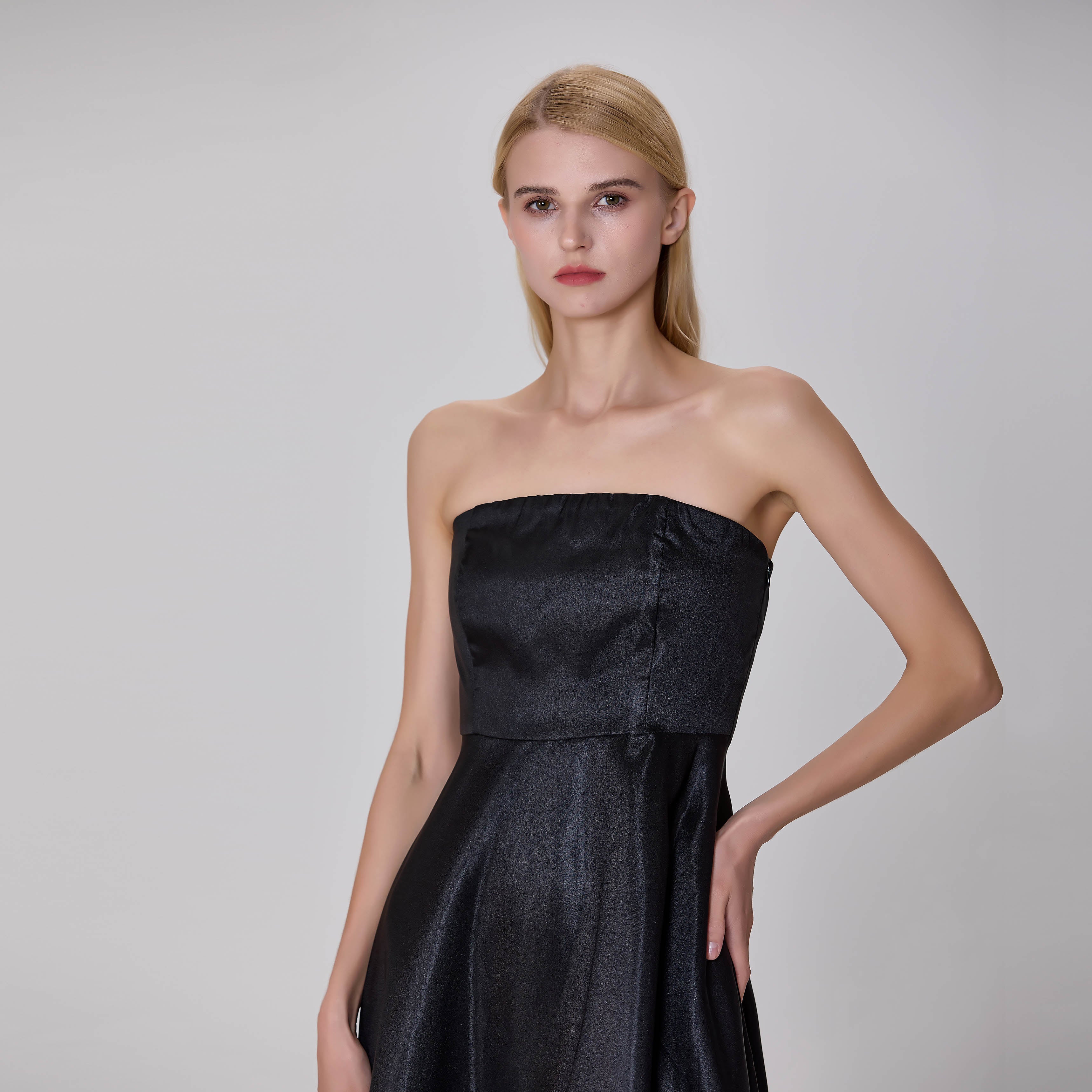 Robe longue taffetas évasée