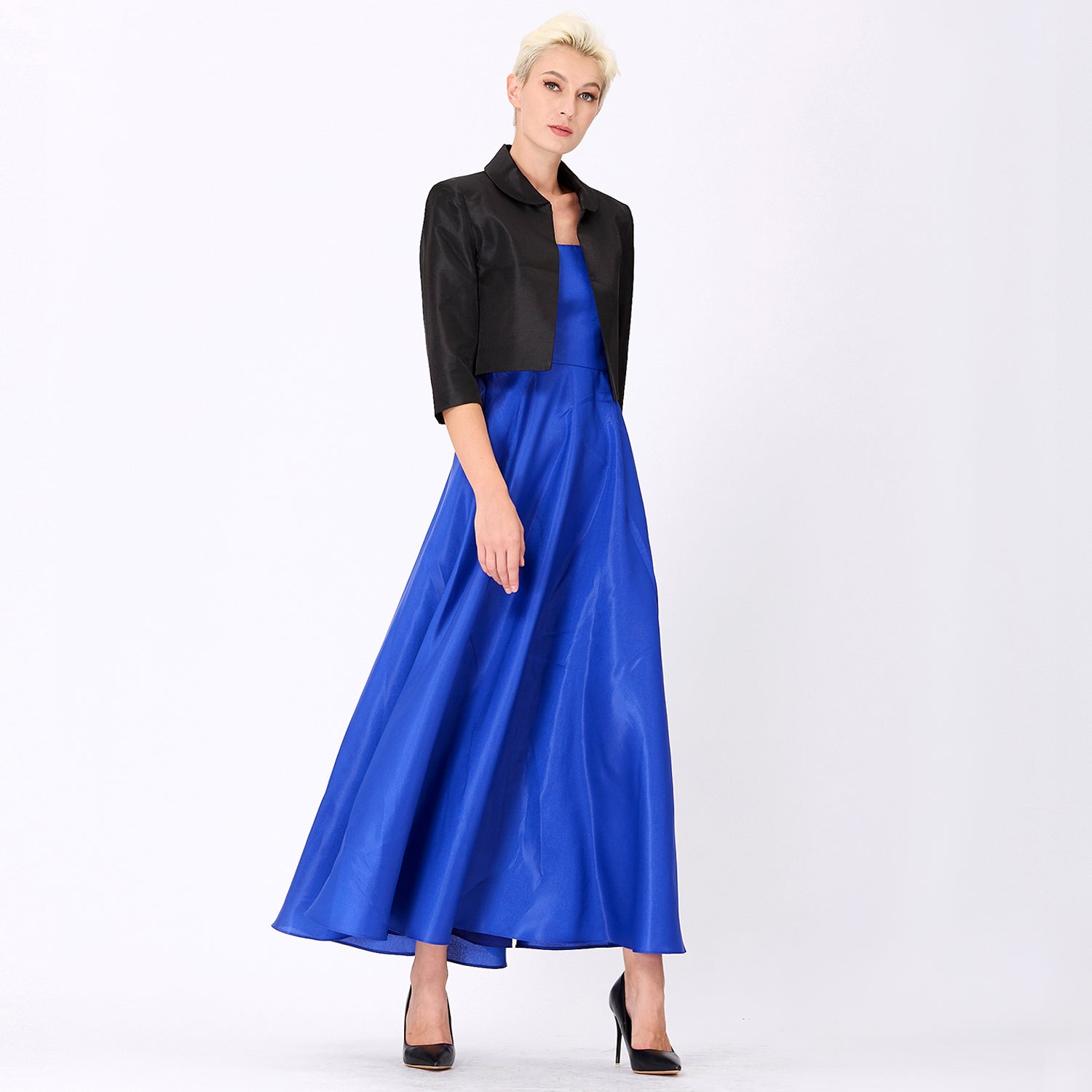 Robe longue taffetas évasée
