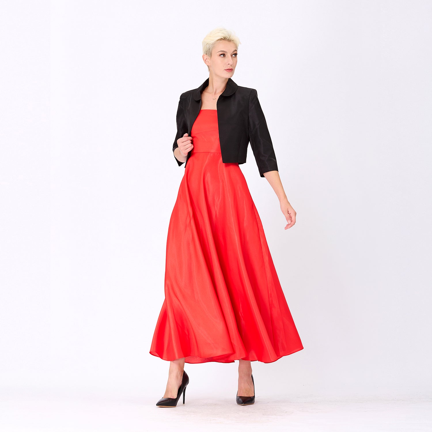 Robe longue taffetas évasée