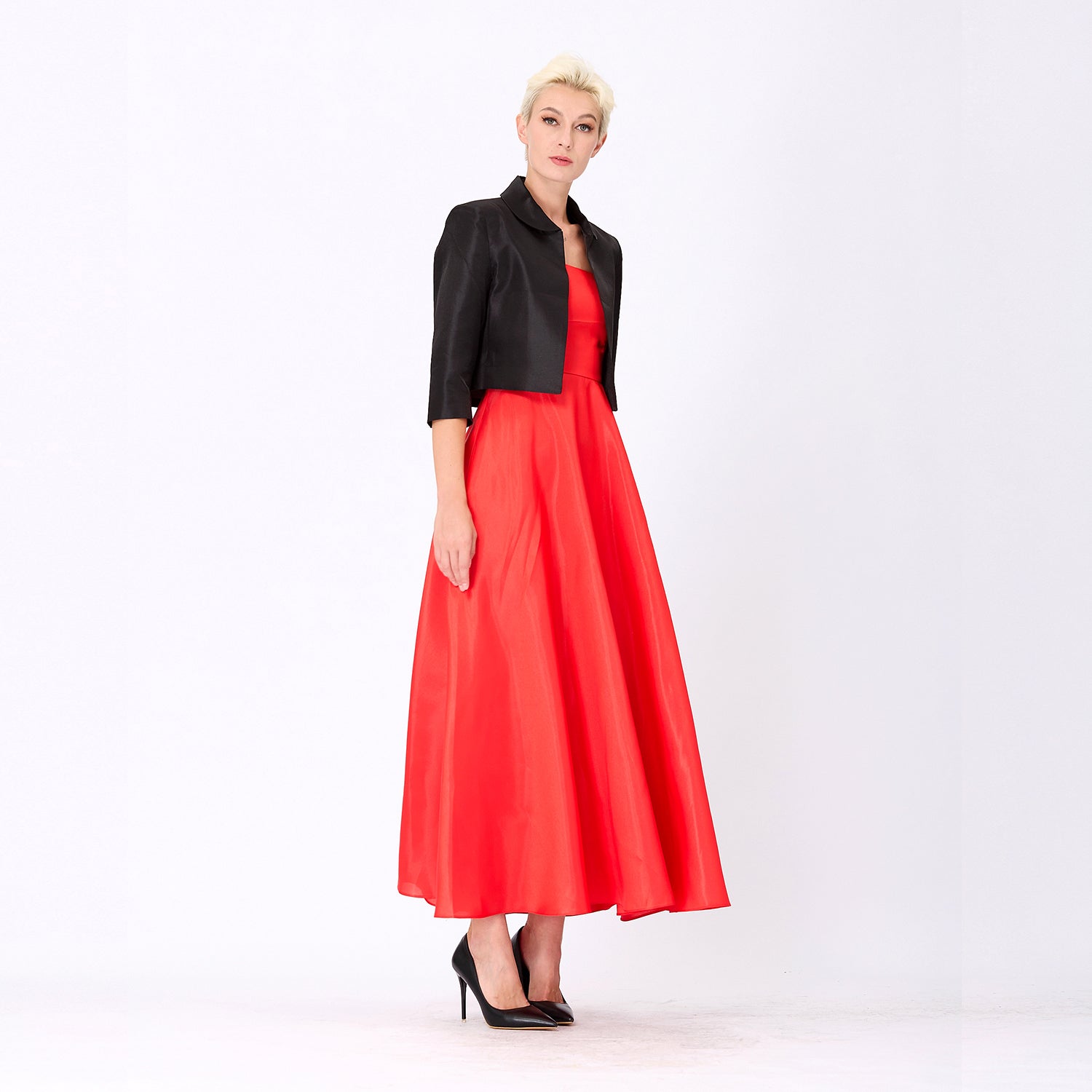 Robe longue taffetas évasée