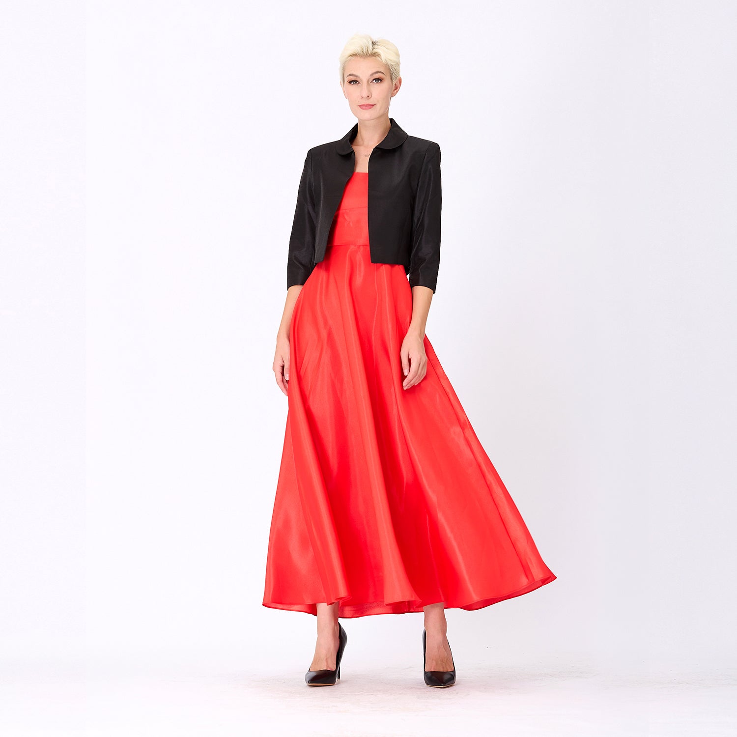Robe longue taffetas évasée