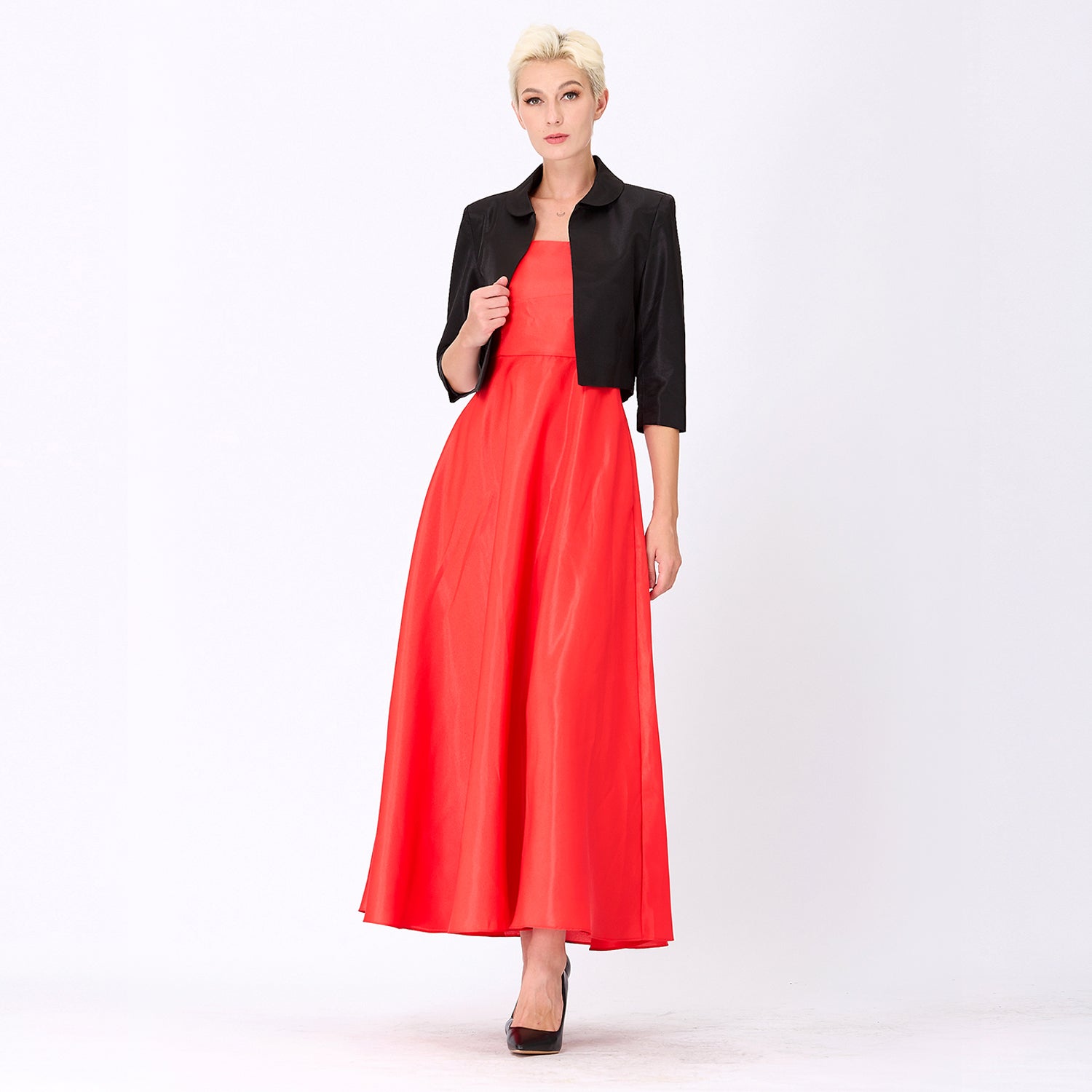 Robe longue taffetas évasée