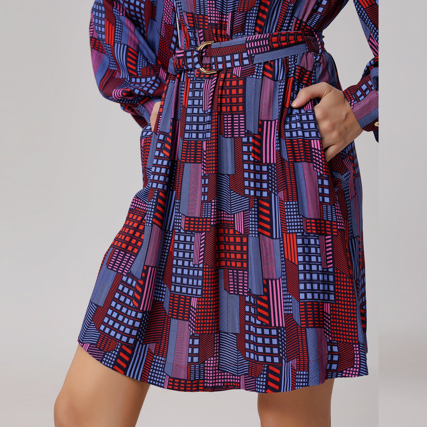 Robe-blouse courte à imprimé graphique