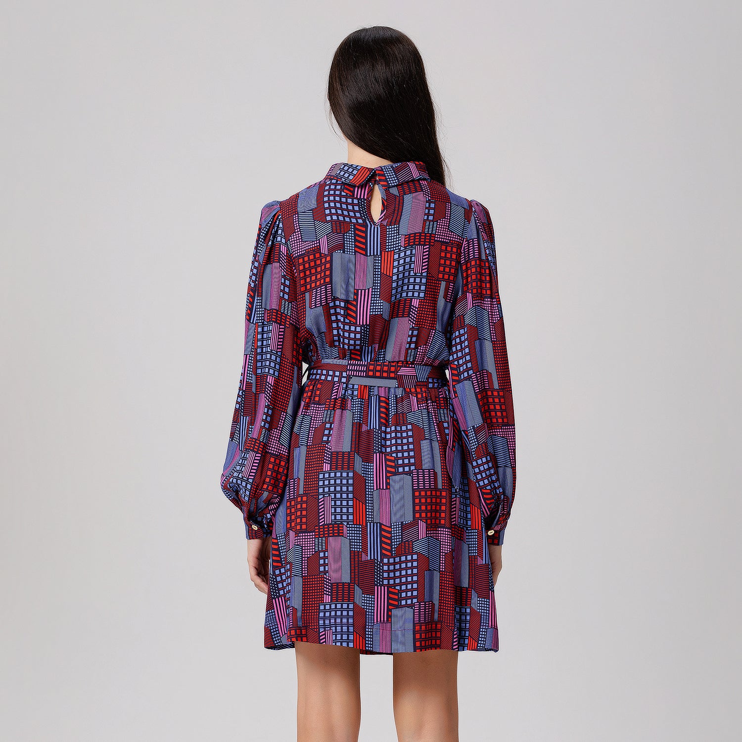 Robe-blouse courte à imprimé graphique