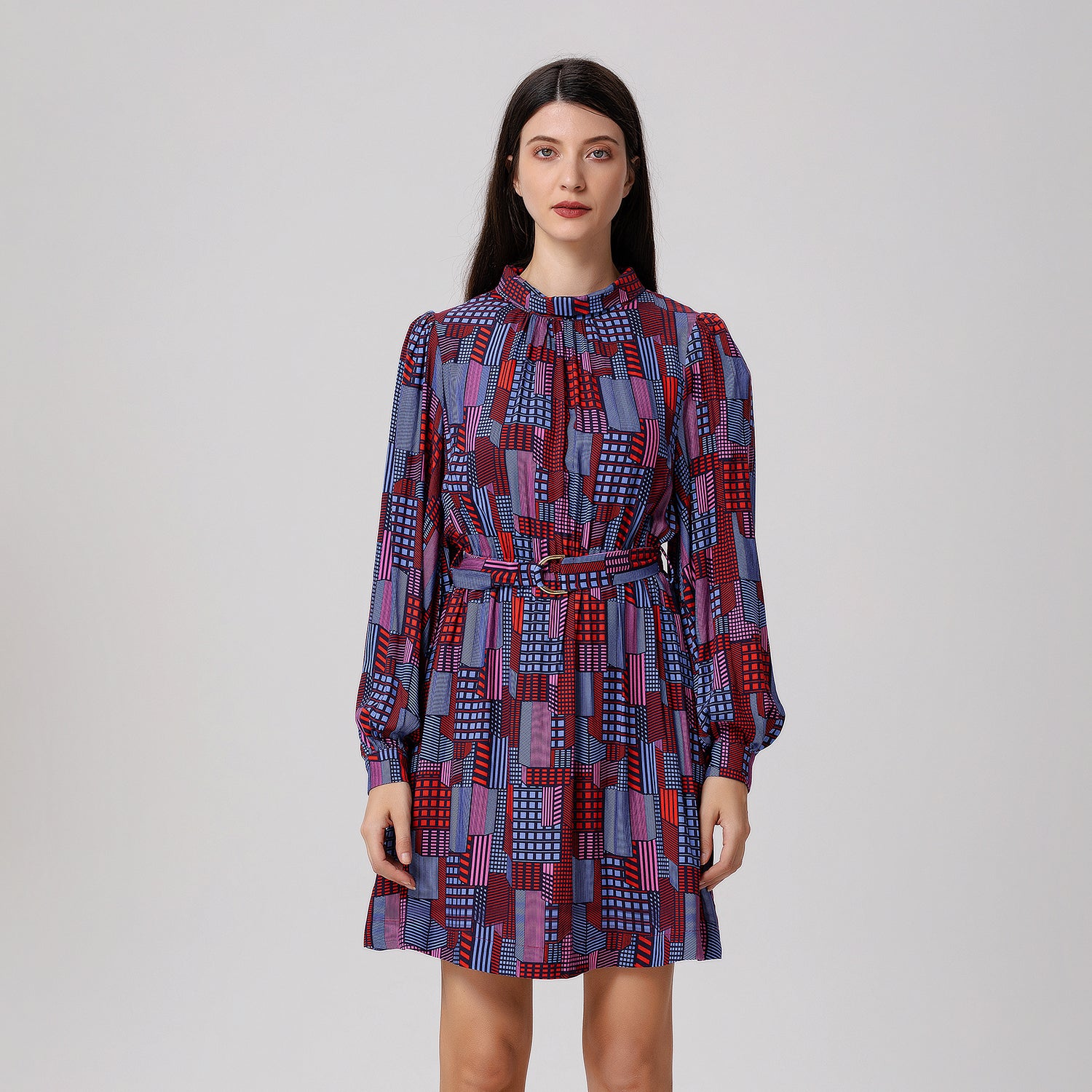 Robe-blouse courte à imprimé graphique