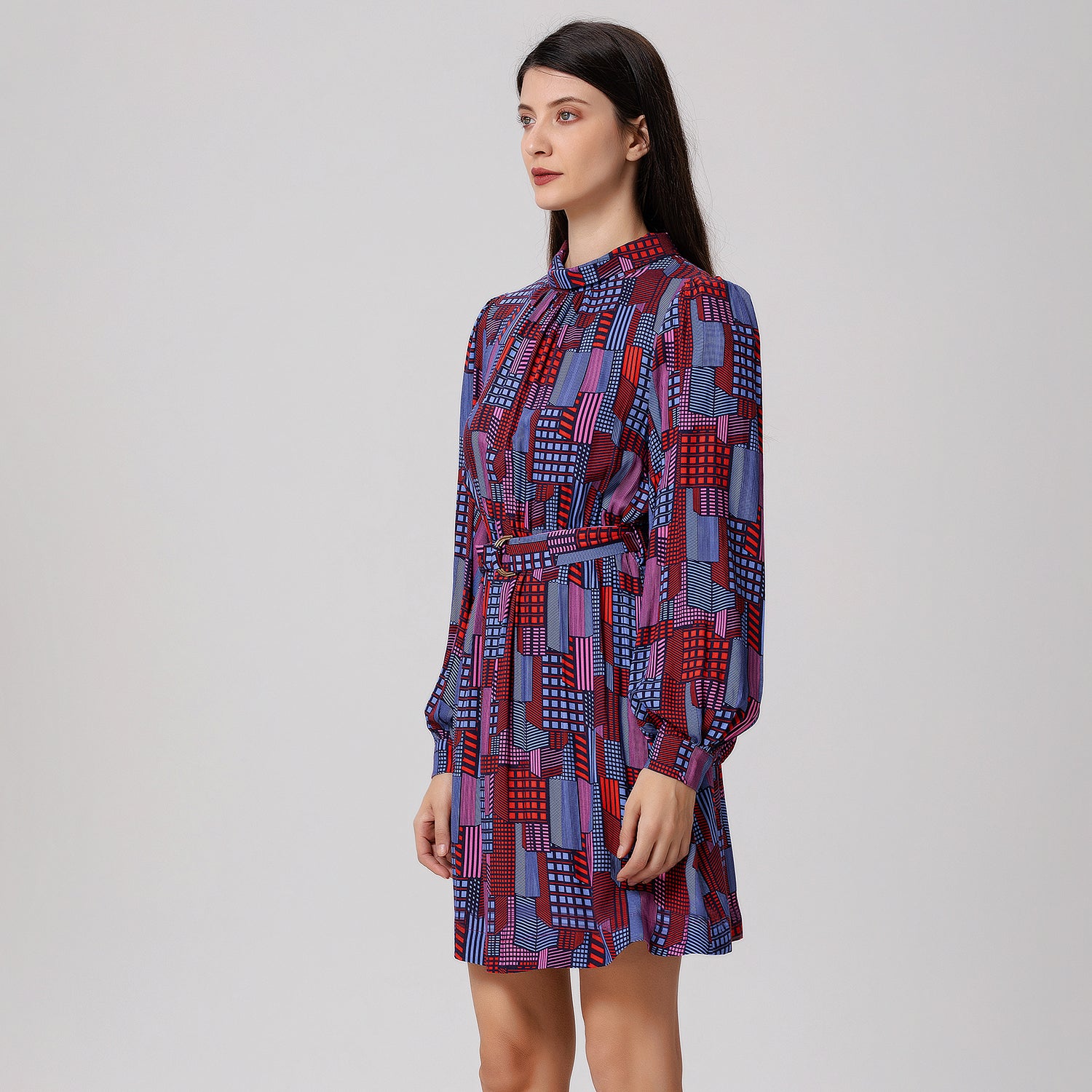 Robe-blouse courte à imprimé graphique