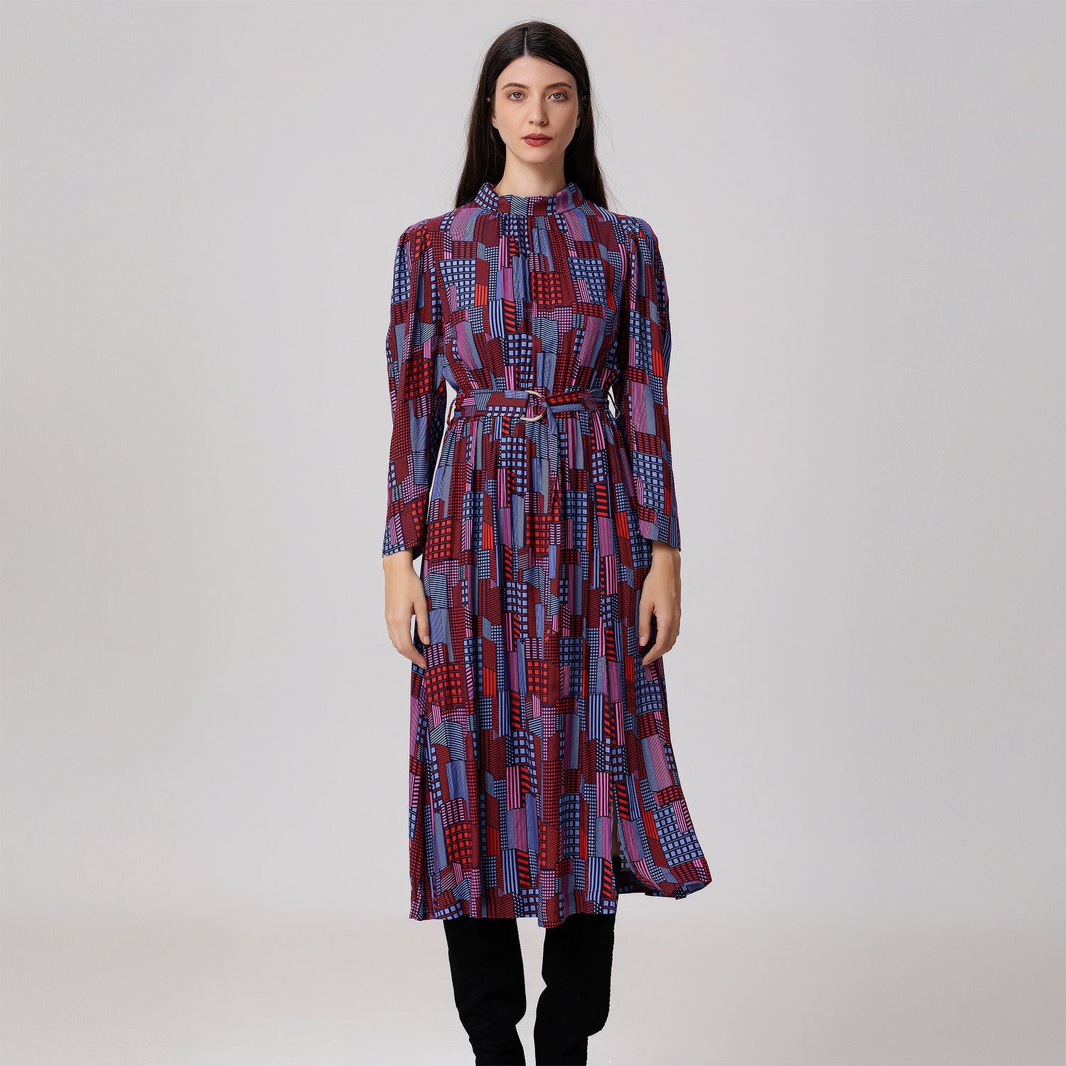 Robe-blouse midi à imprimé graphique