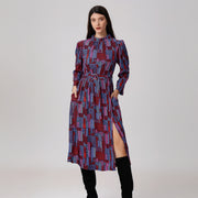 Robe-blouse midi à imprimé graphique