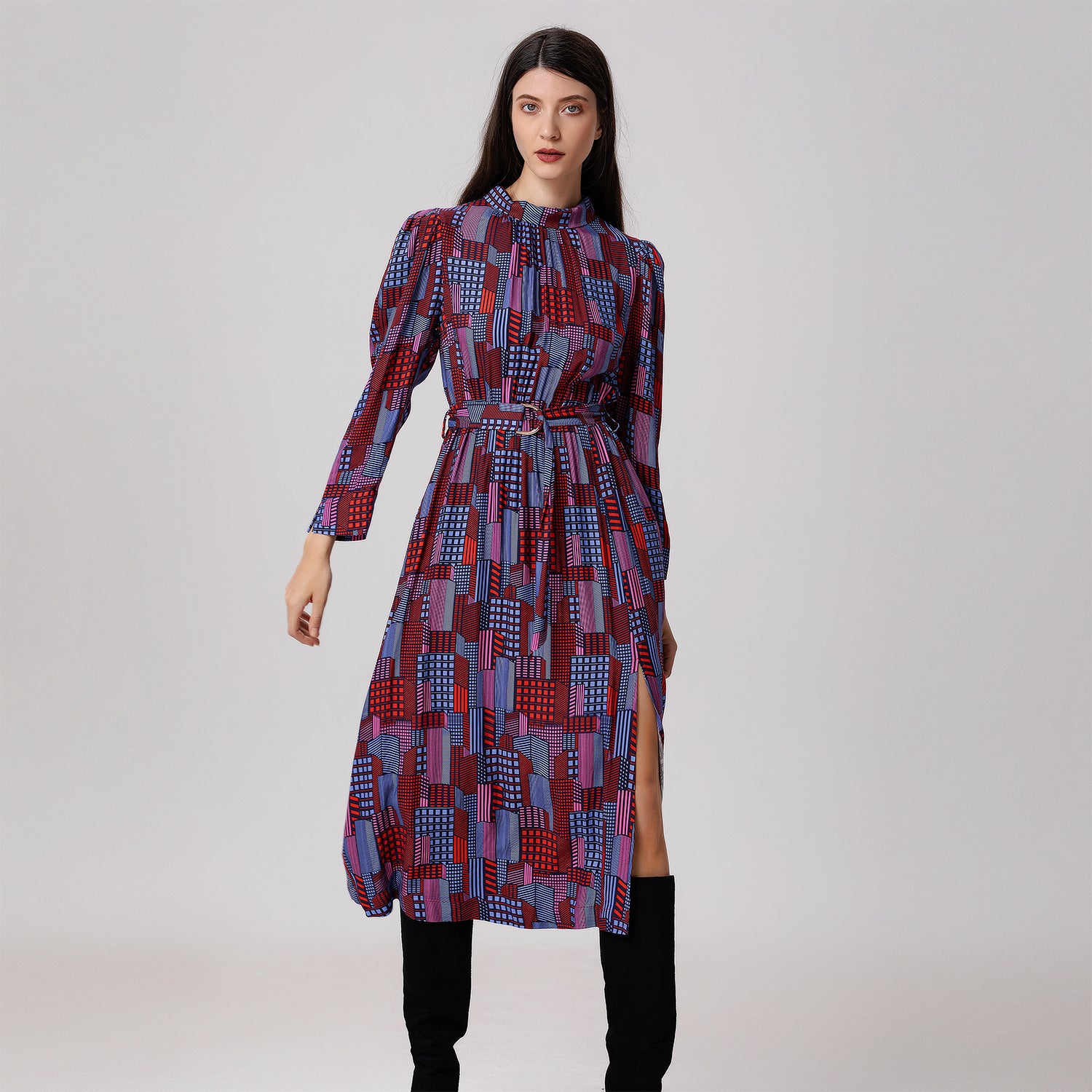 Robe-blouse midi à imprimé graphique