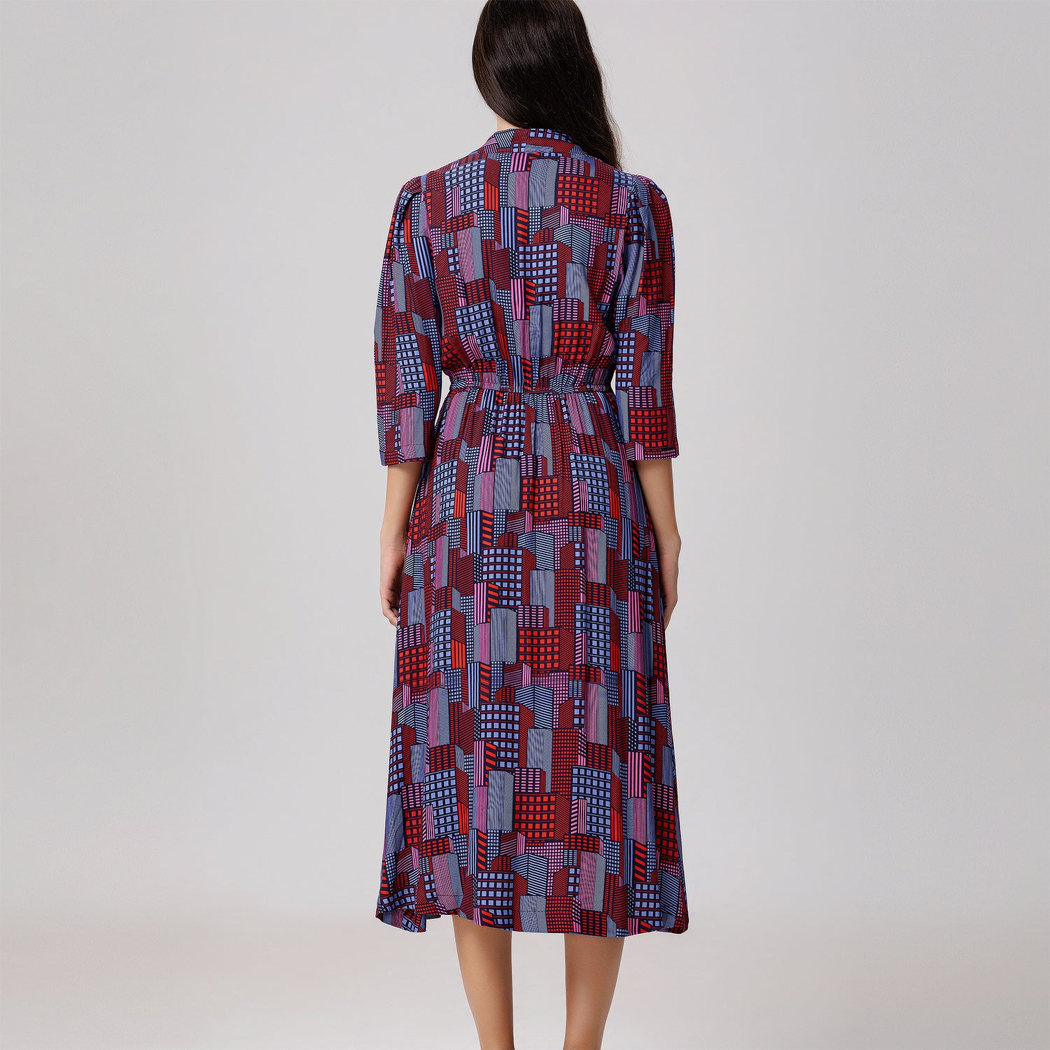 Robe-blouse midi à imprimé graphique