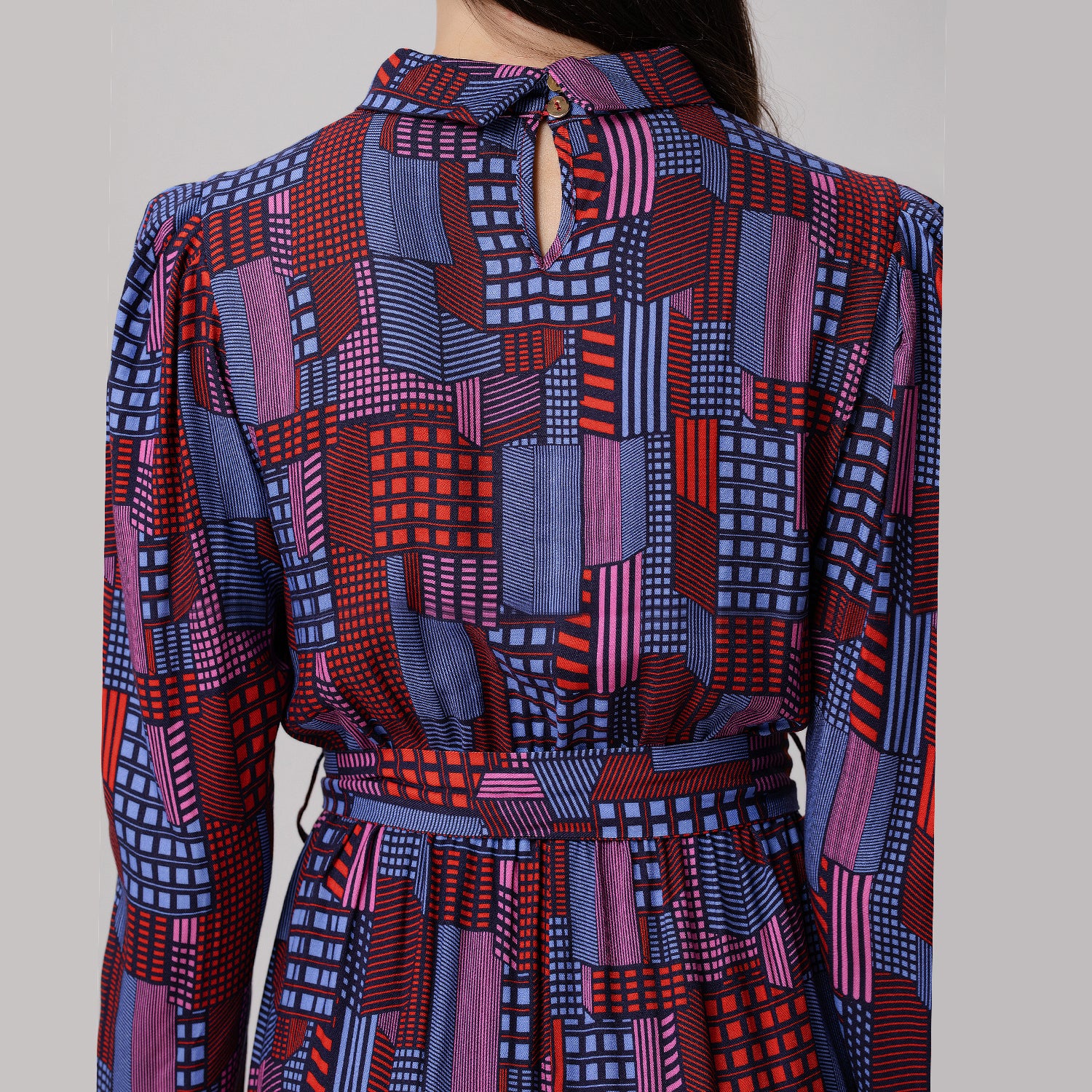 Robe-blouse midi à imprimé graphique