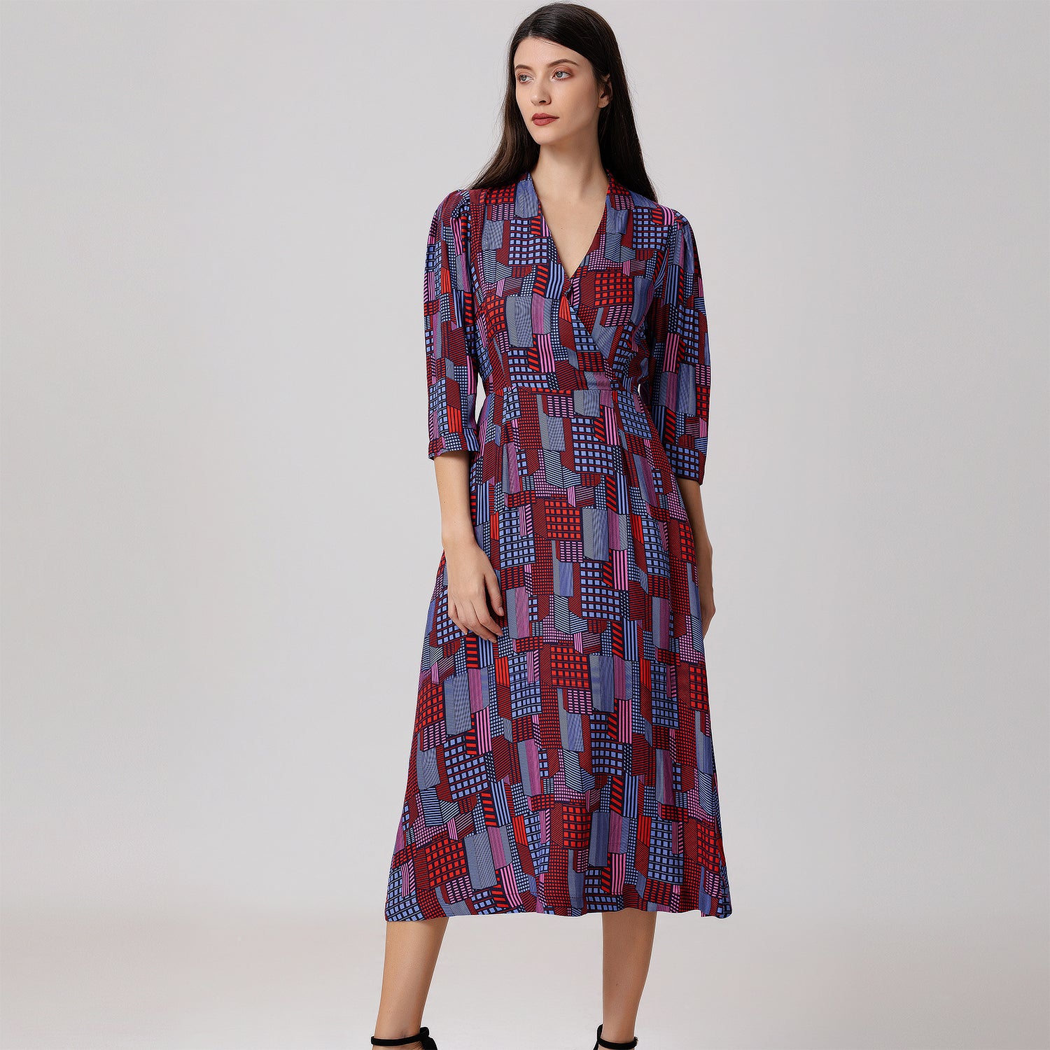 Robe midi à imprimé graphique