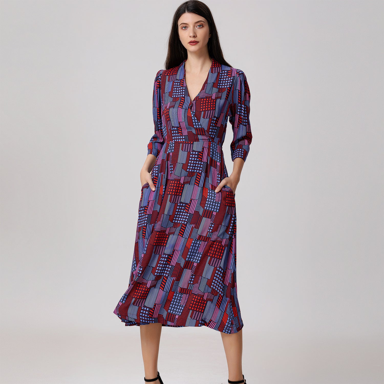 Robe midi à imprimé graphique