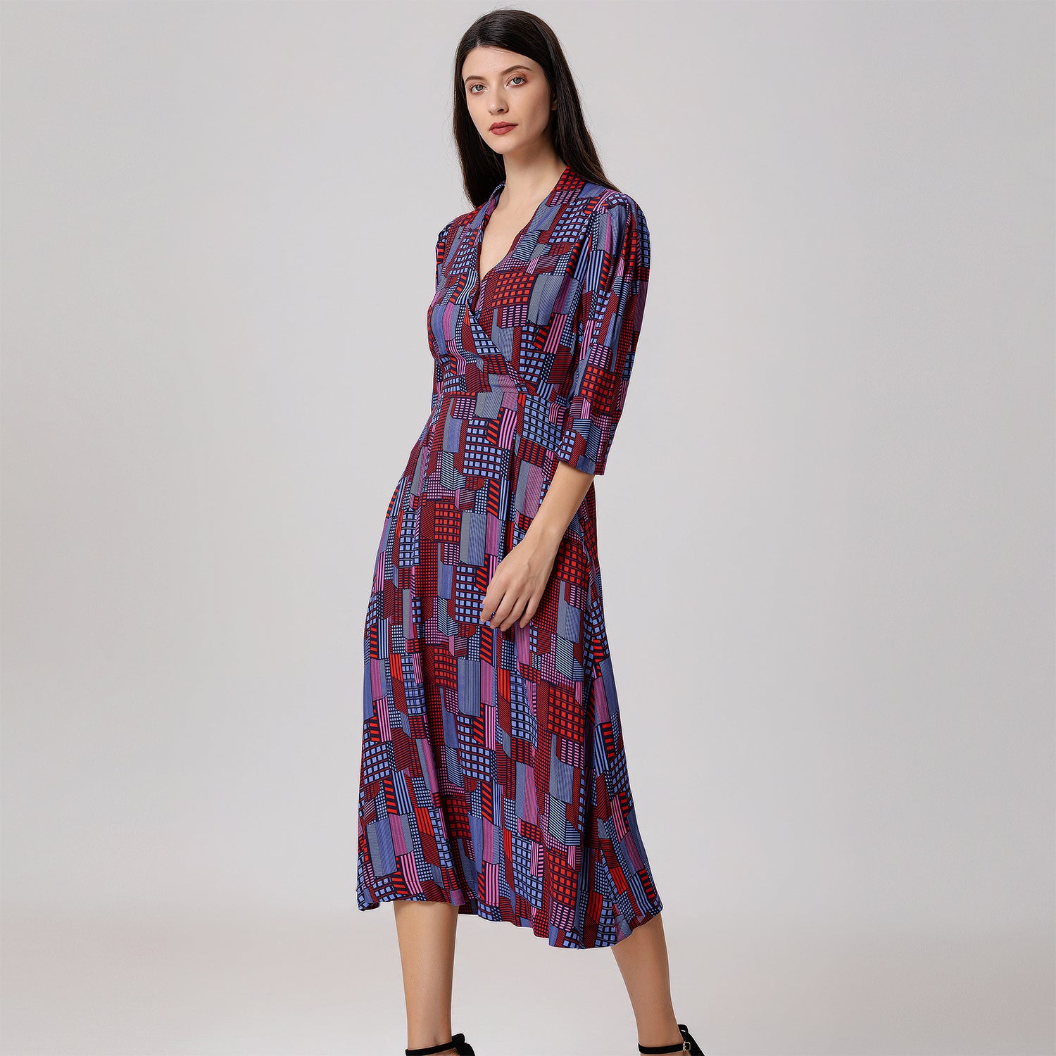Robe midi à imprimé graphique