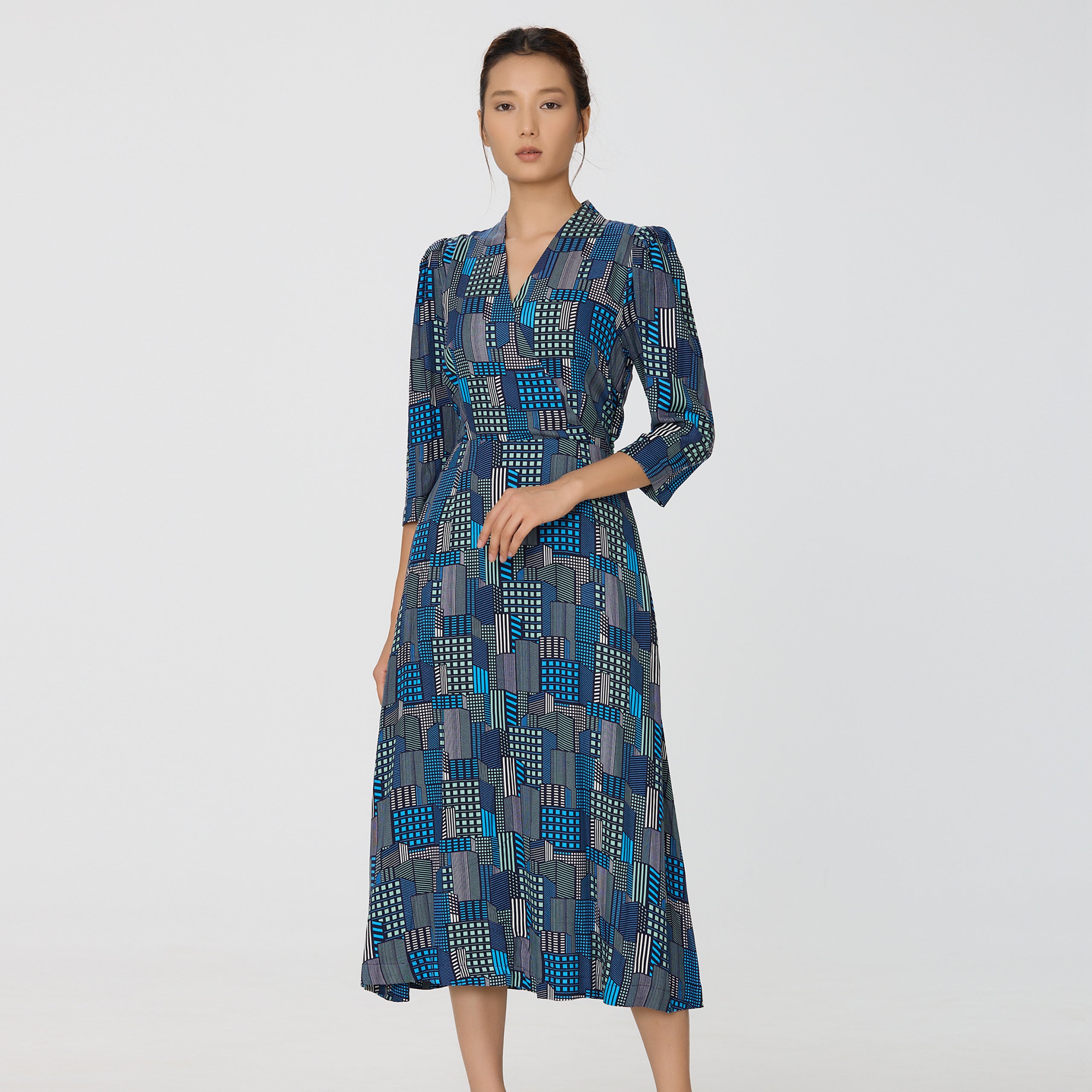 Robe midi à imprimé graphique