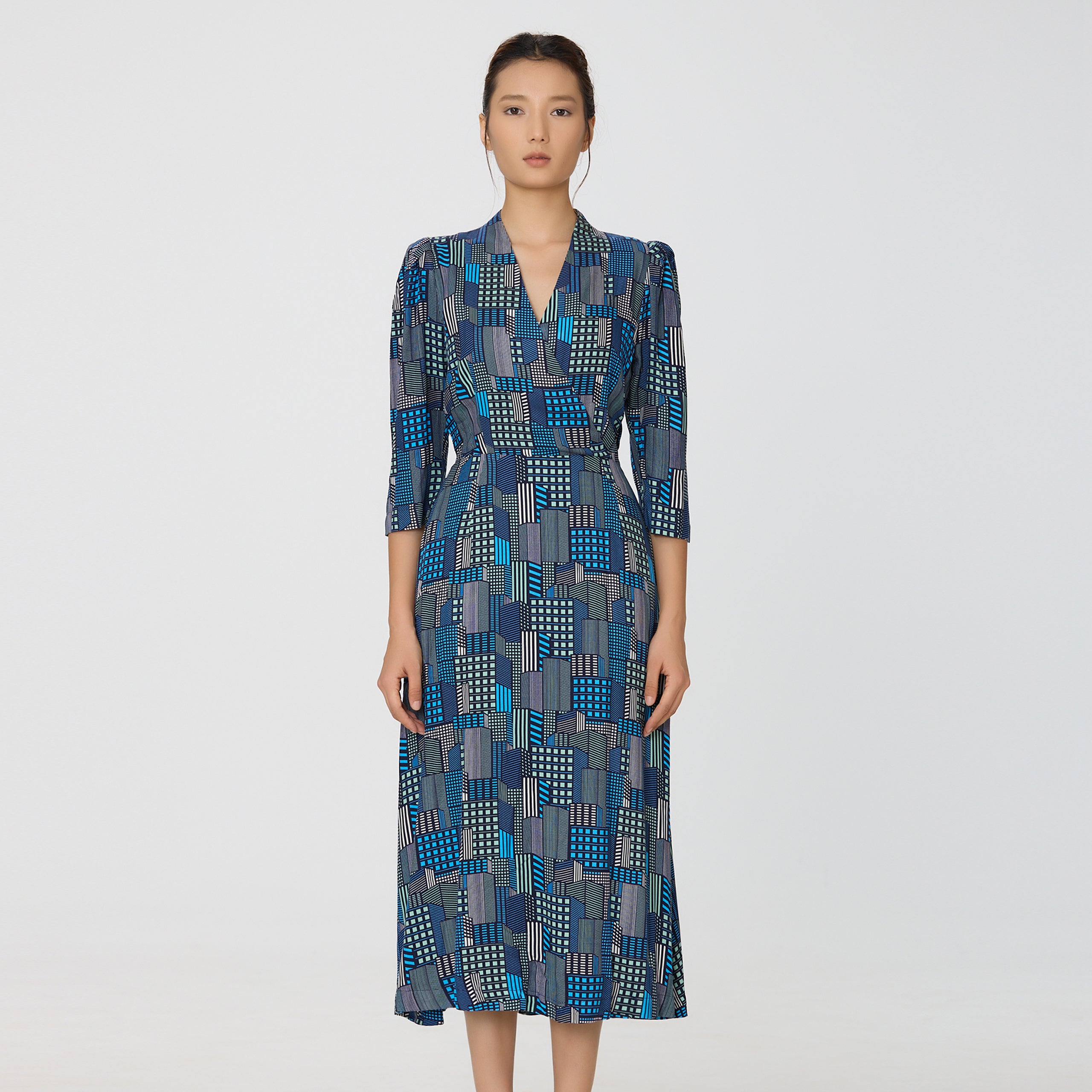 Robe midi à imprimé graphique