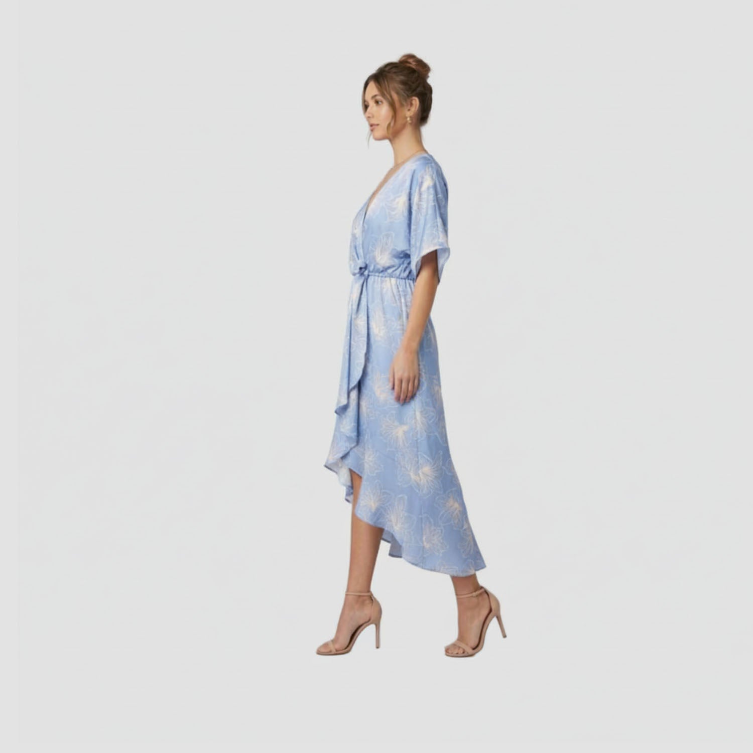 Robe longue imprimée à col V - Smart & Joy