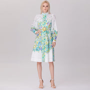 Robe mi-longue à imprimé floral placé