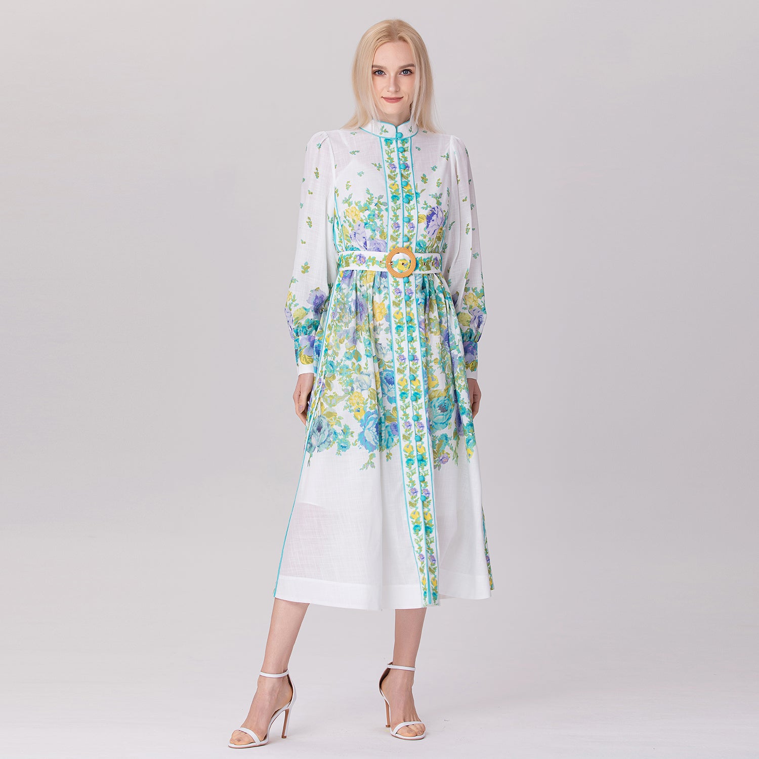 Robe midi à imprimé floral  placé