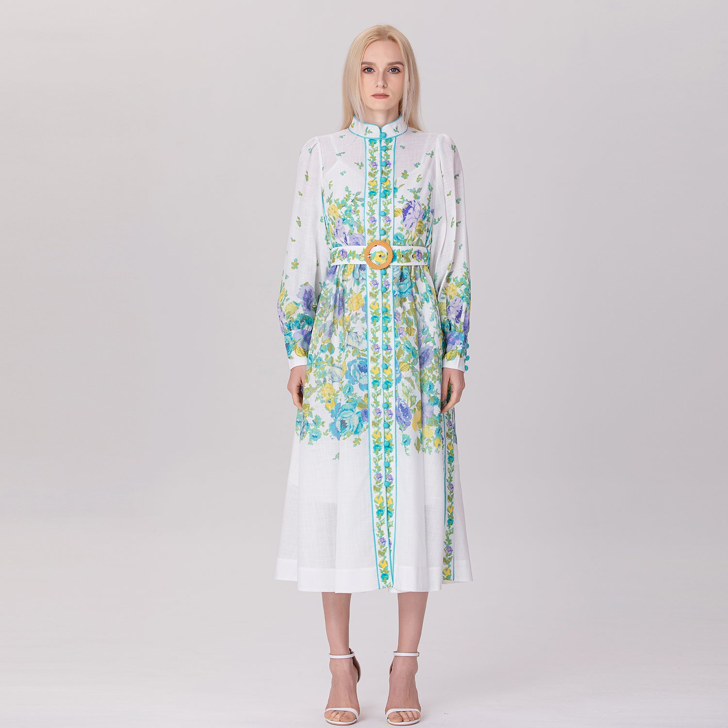 Robe midi à imprimé floral  placé