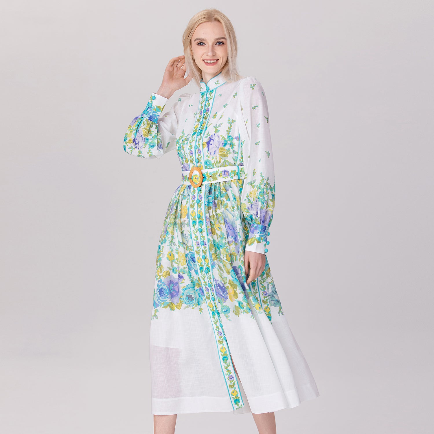 Robe midi à imprimé floral  placé