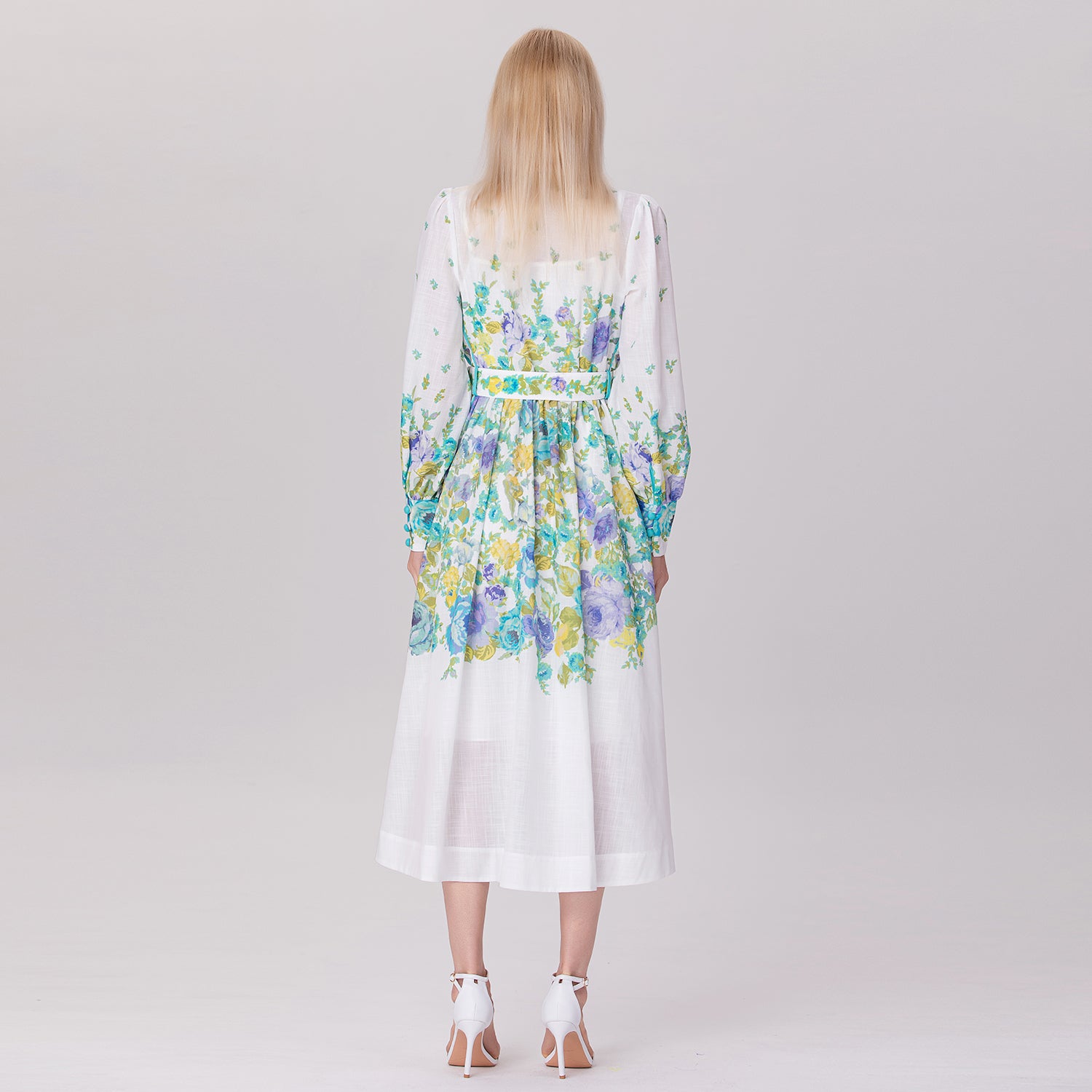 Robe midi à imprimé floral  placé