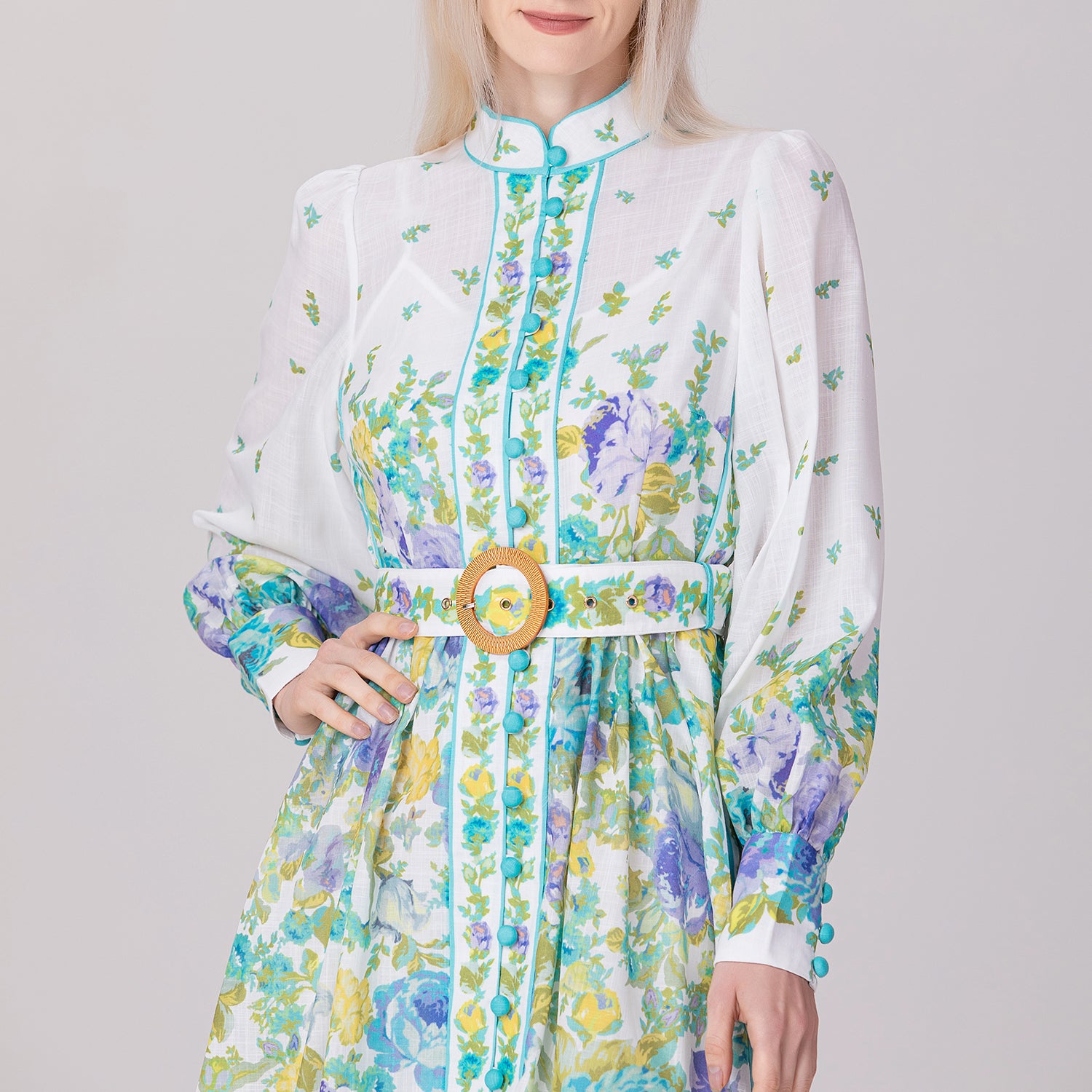 Robe midi à imprimé floral  placé