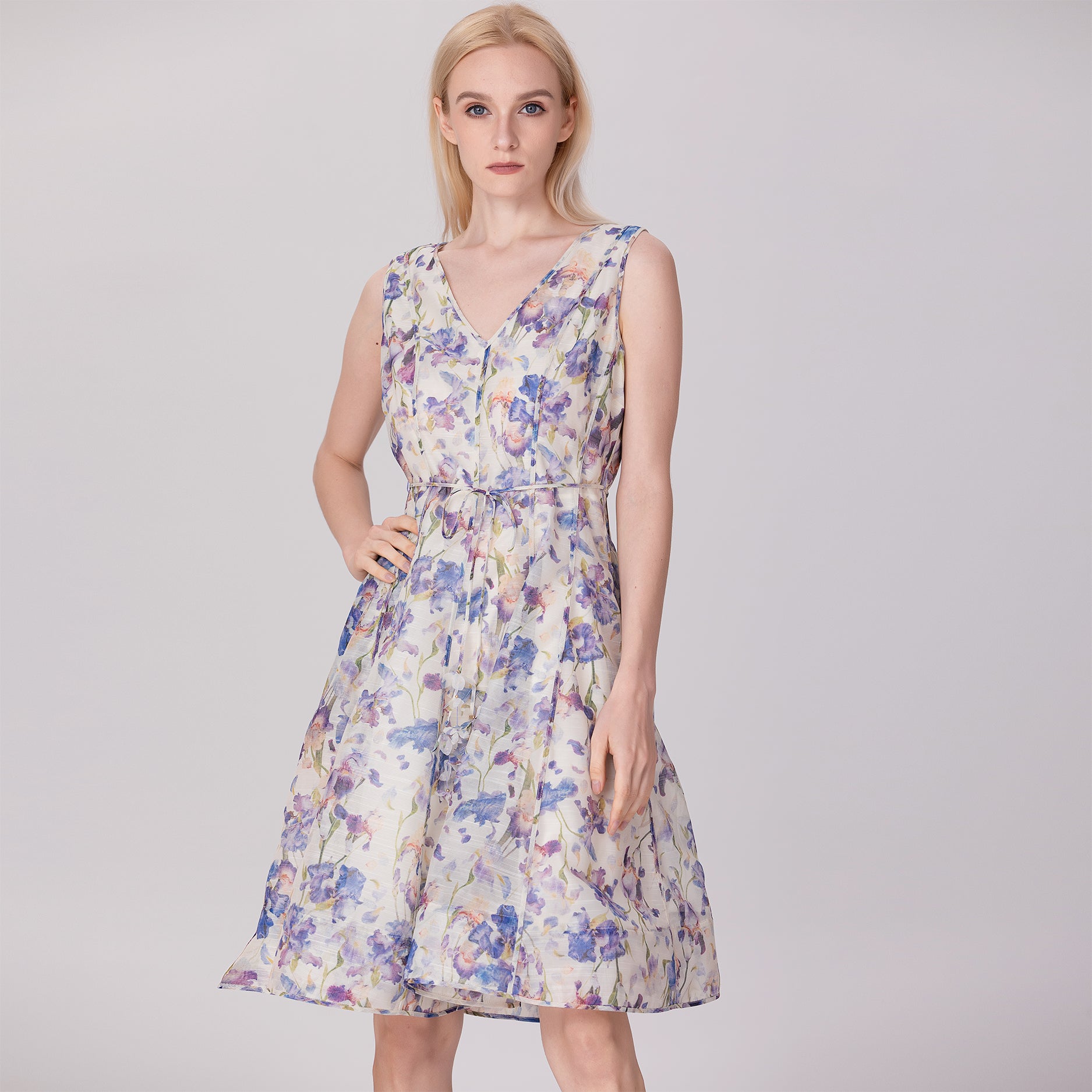 Robe organza patineuse à motif florals