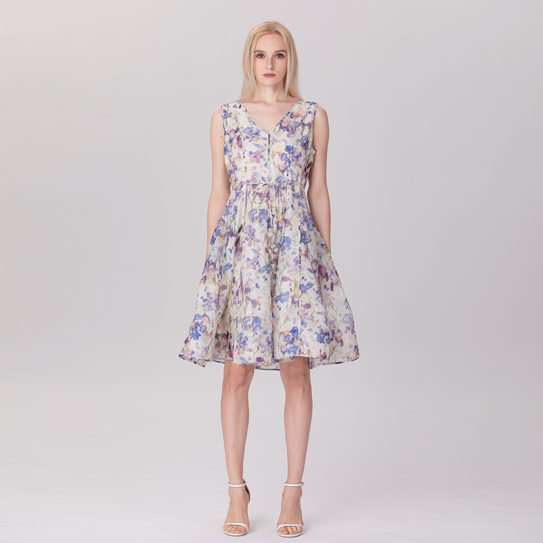 Robe organza patineuse à motif florals