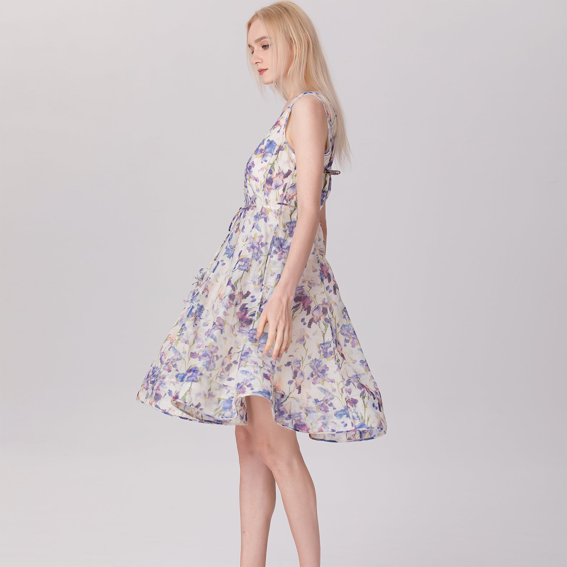 Robe organza patineuse à motif florals