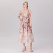Robe organza à bretelles et  à imprimé fleuri