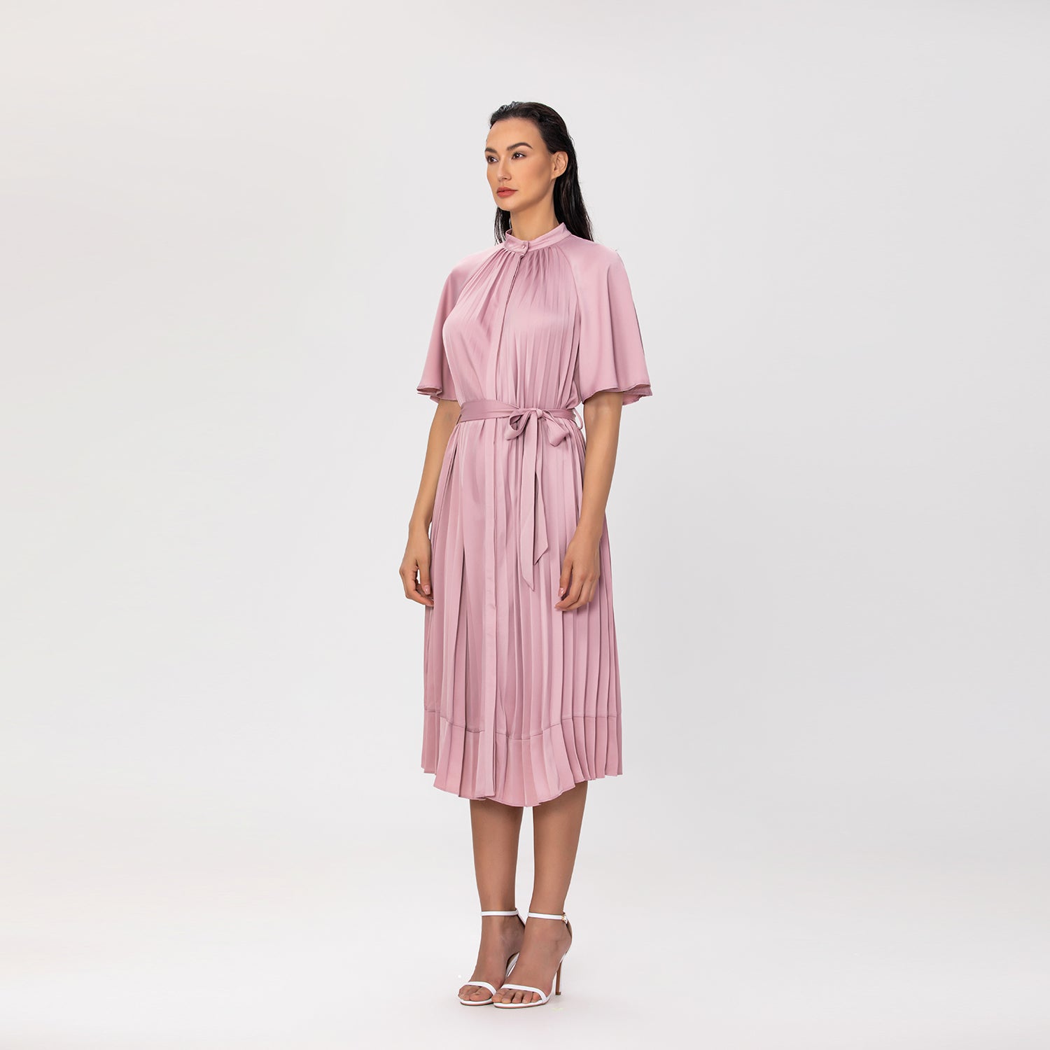 Robe midi plissée avec ceinture - Smart & Joy