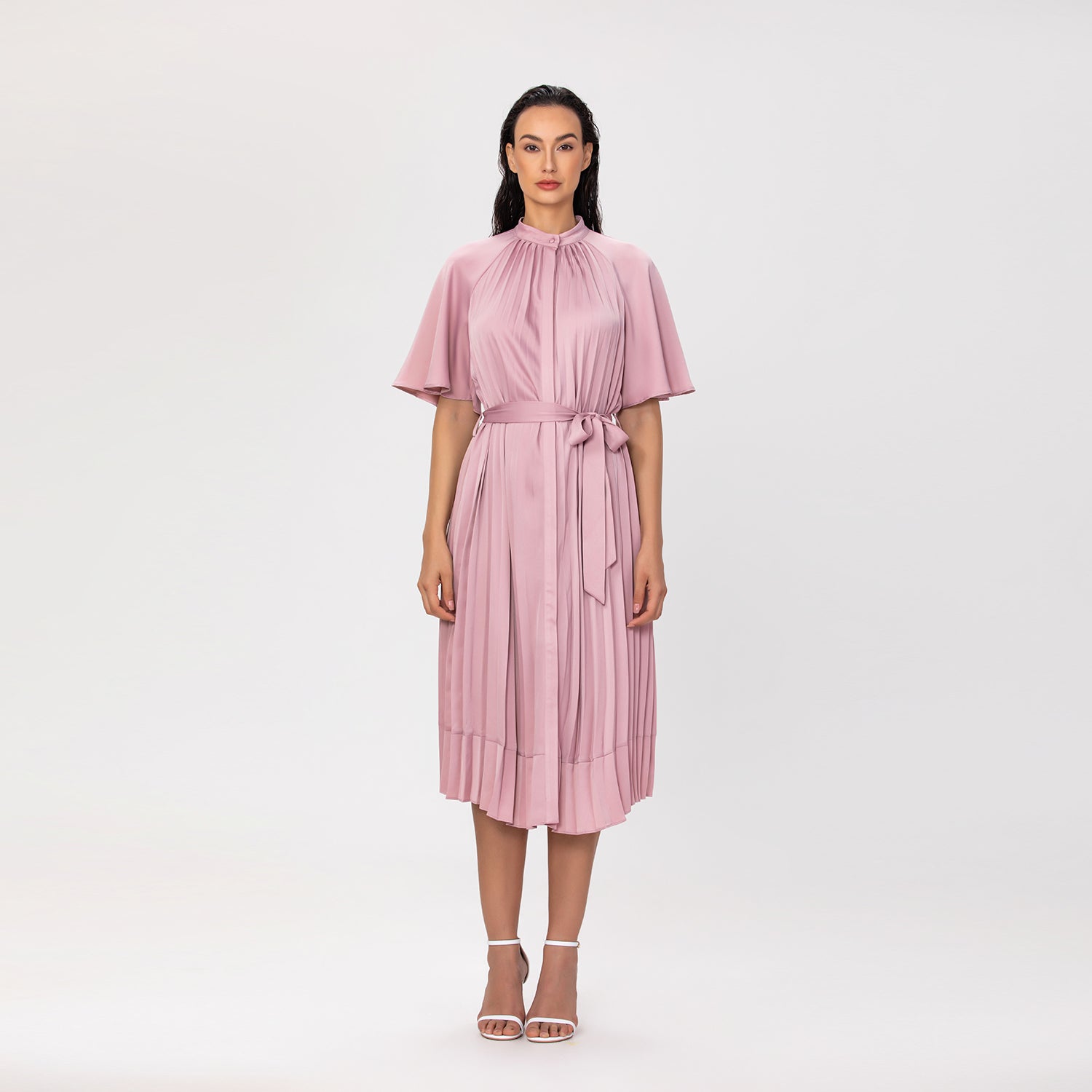 Robe midi plissée avec ceinture - Smart & Joy