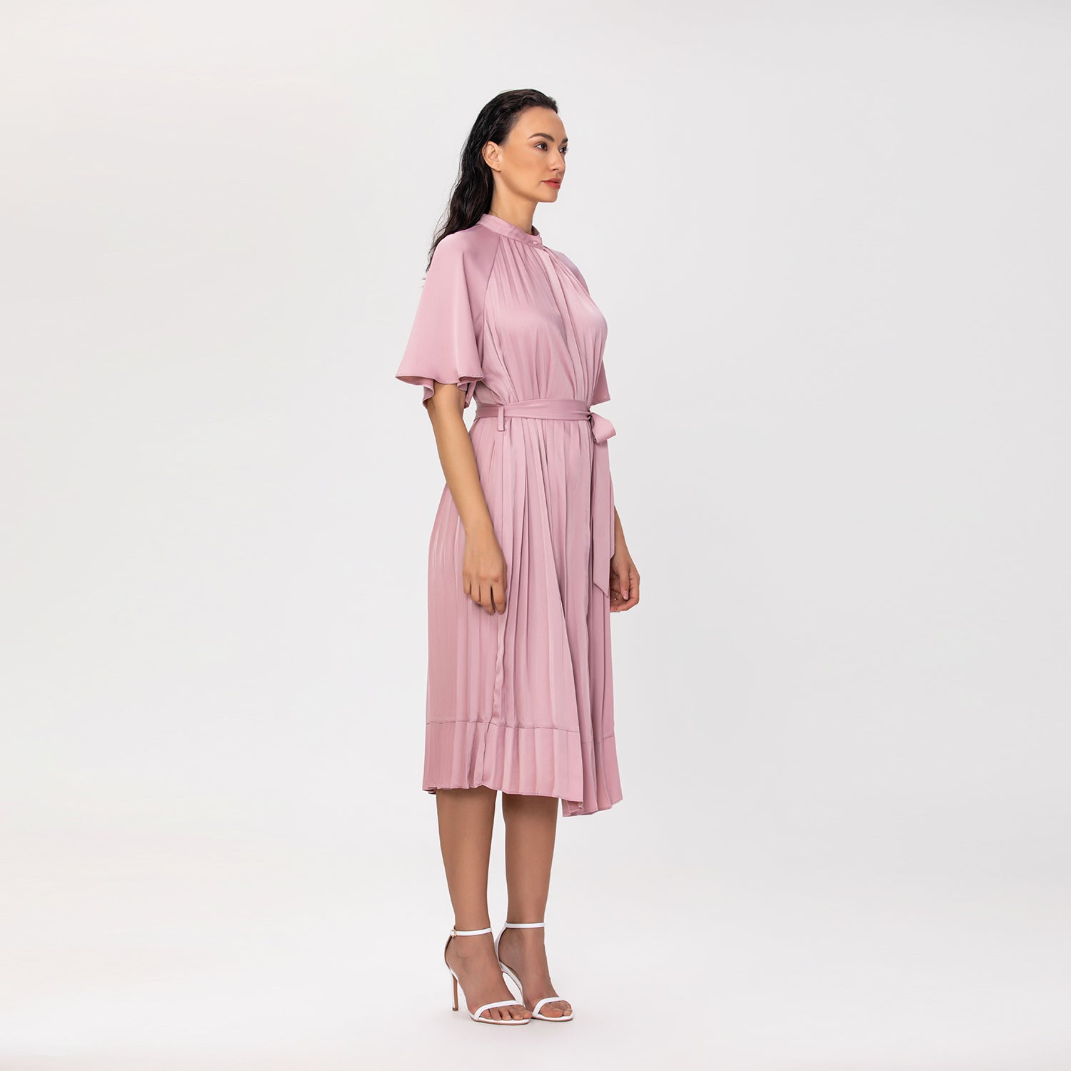 Robe midi plissée avec ceinture - Smart & Joy