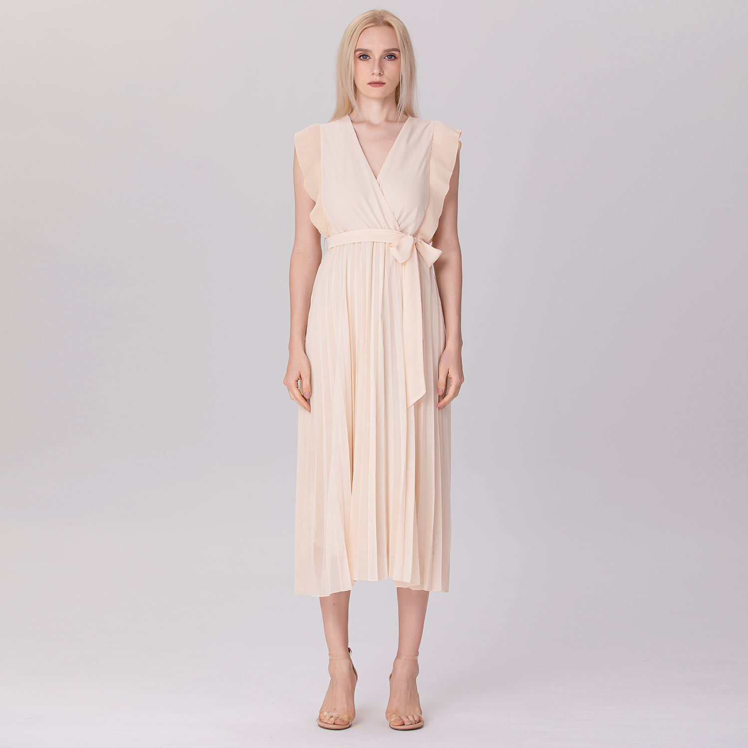 Robe effet croisé avec volants plissés
