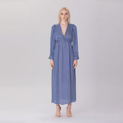 Robe longue imprimée à col V - Smart & Joy