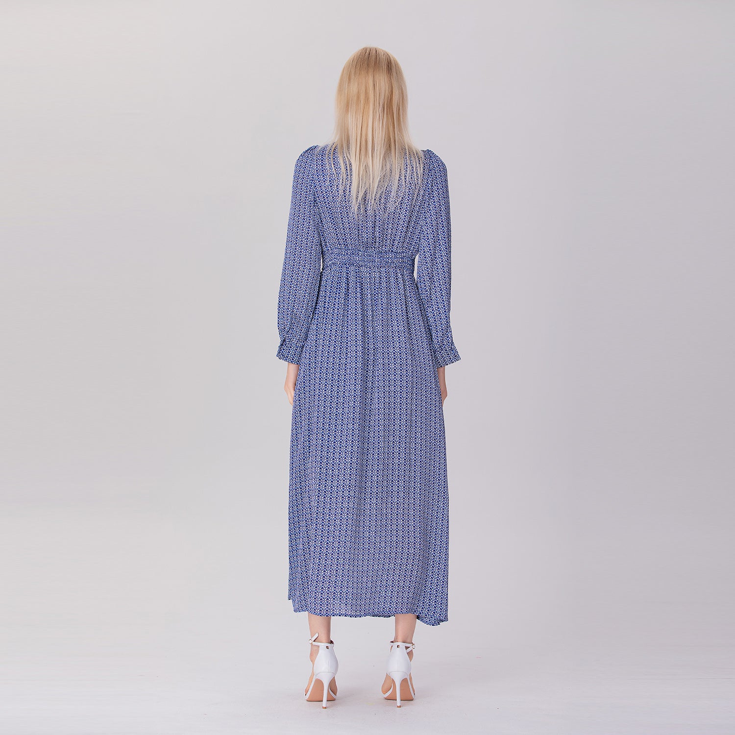 Robe longue imprimée à col V - Smart & Joy