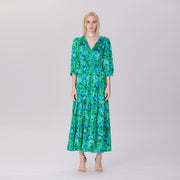 Robe longue à imprimé fleuri col V